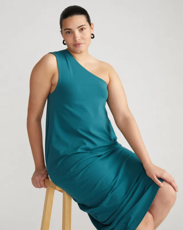 Iconic Geneva One Shoulder Dress - Ocean Floor sold by Universal Standard