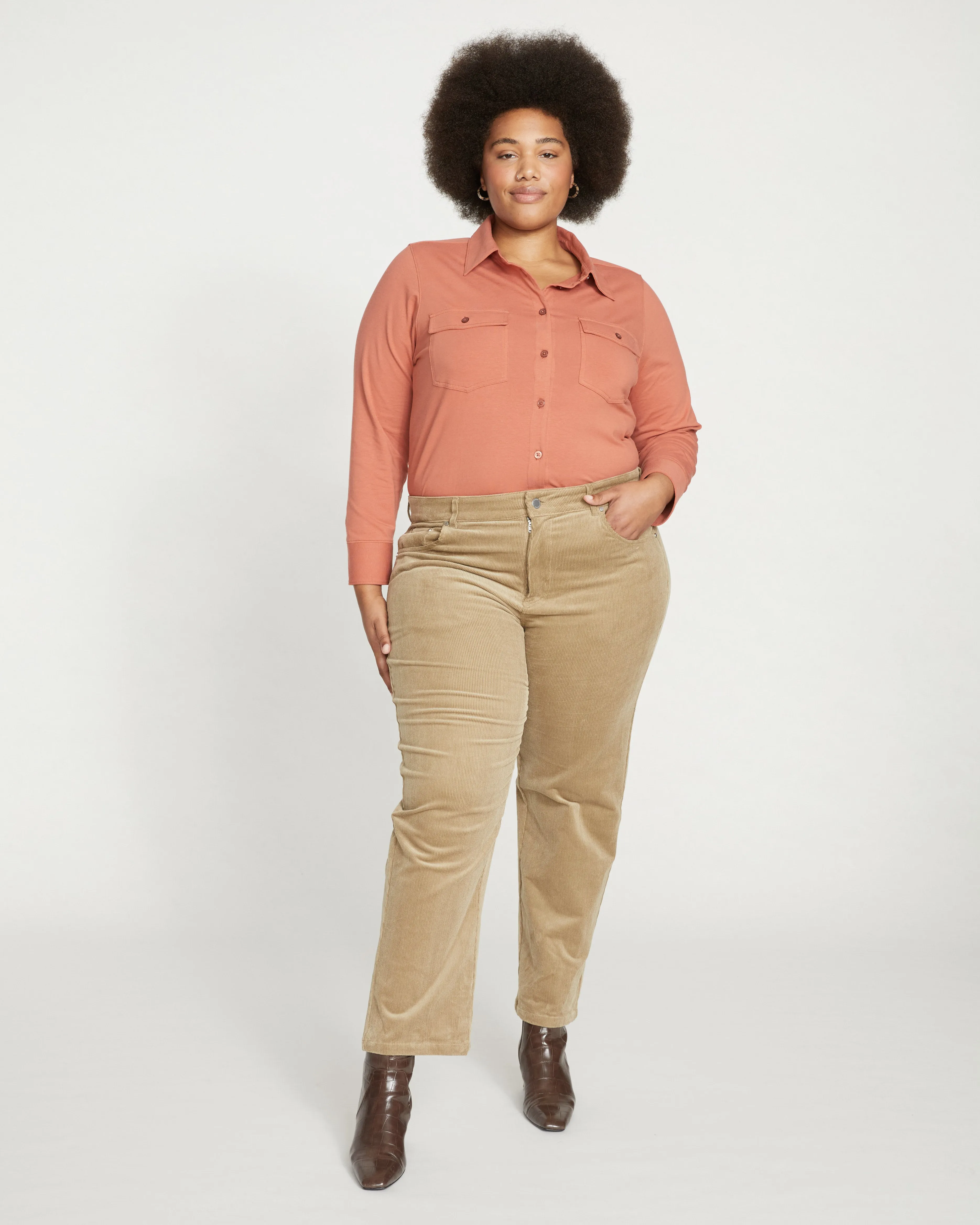 Ava Cotton Jersey Button-Down Shirt - Earthen Red sold by Universal Standard product image thumbnail 2