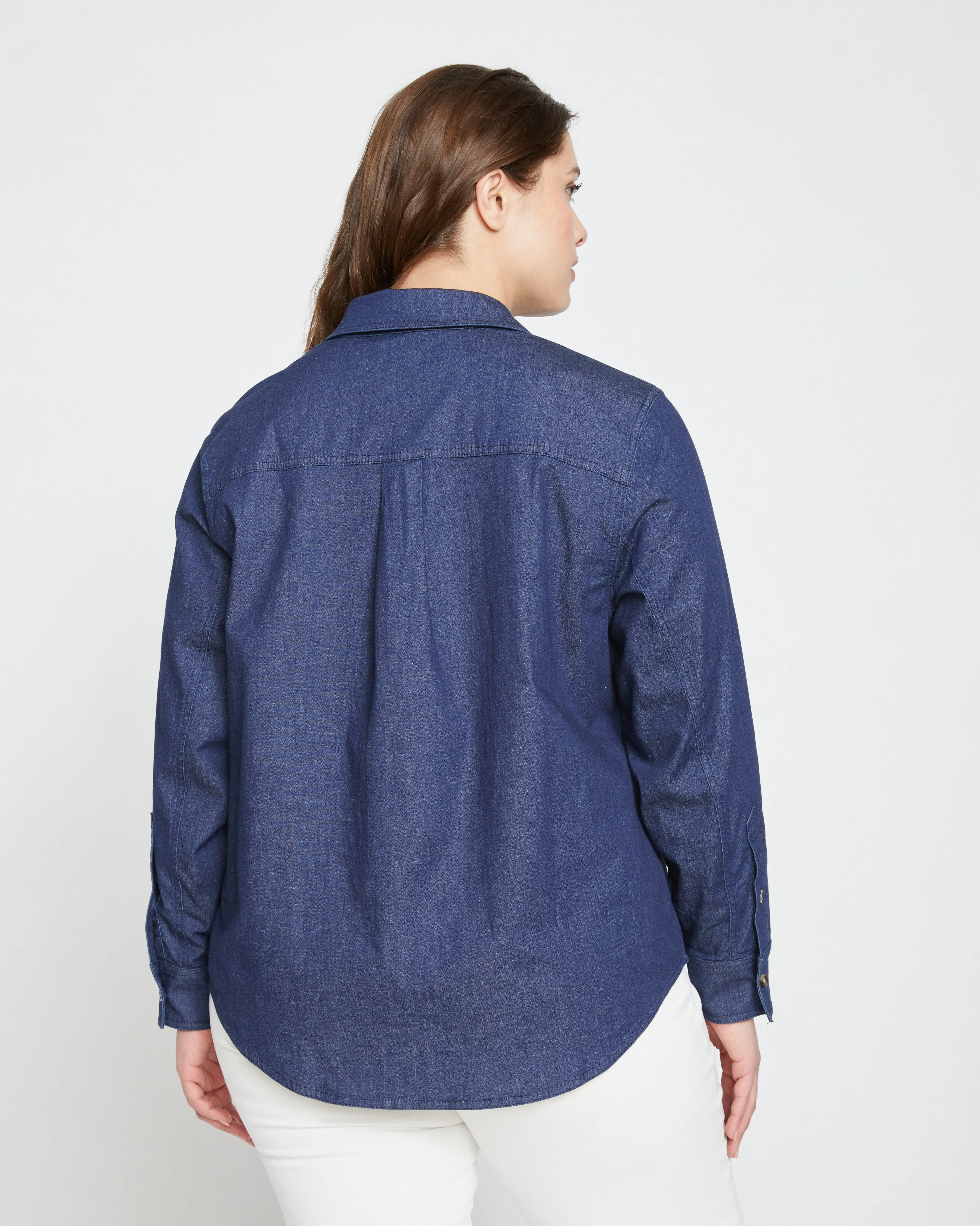 Minimalist Stretch Cotton Chambray Shirt - Dark Indigo sold by Universal Standard product image thumbnail 4