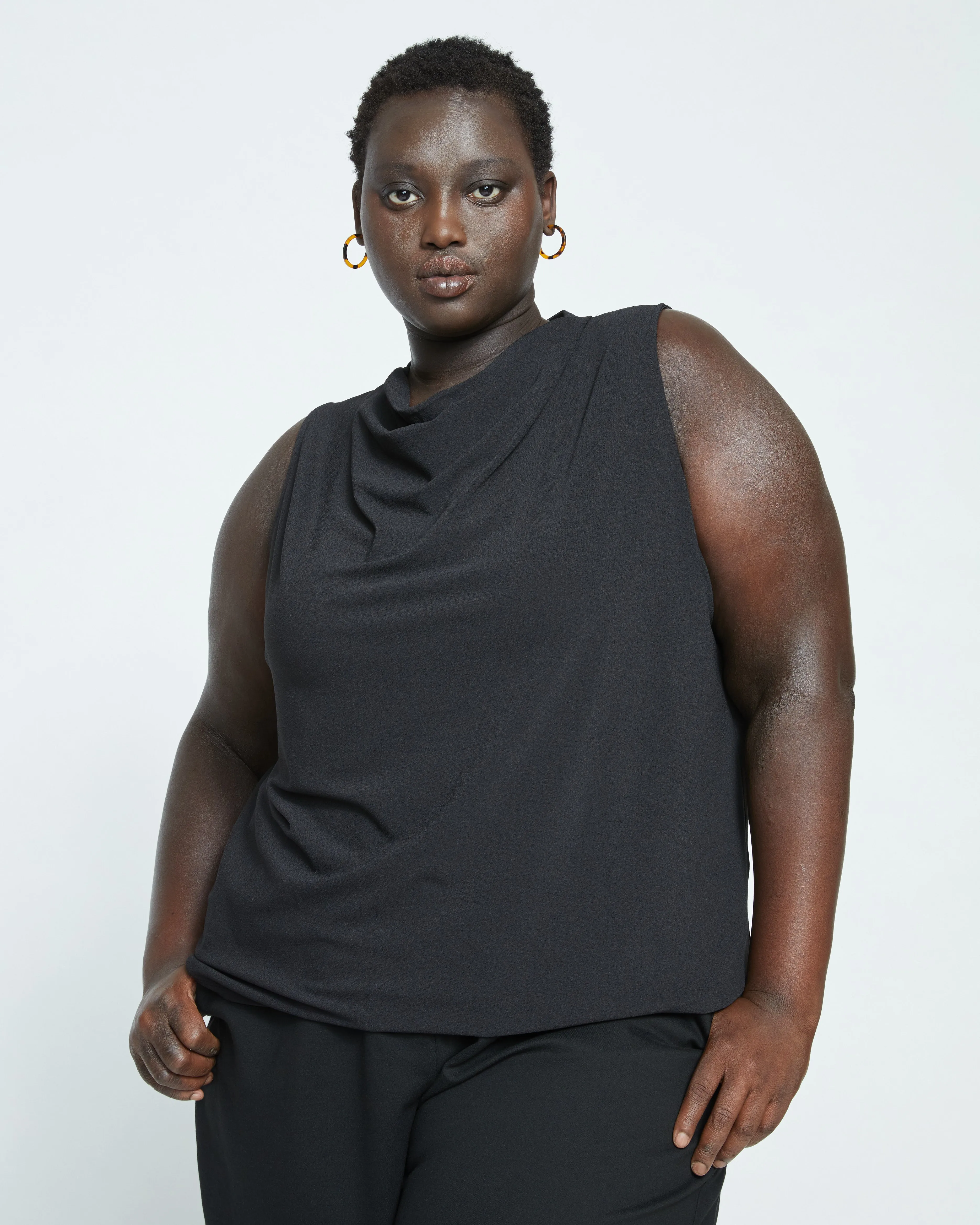 Crepe Jersey Cowl Tank Blouse - Black sold by Universal Standard product image thumbnail 2