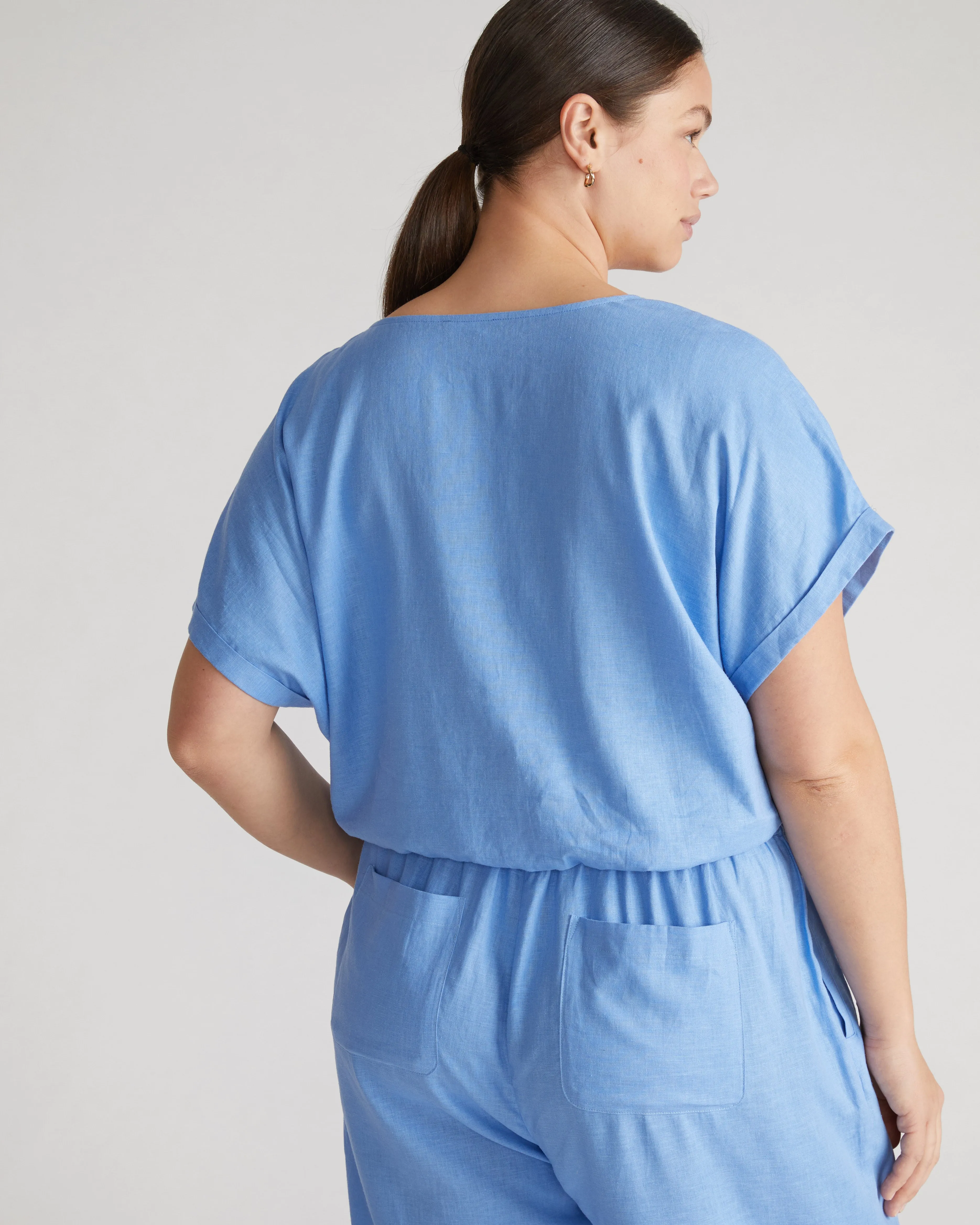 Tropez Tied Linen Crop Top - Hamptons Hydrangea sold by Universal Standard product image thumbnail 4