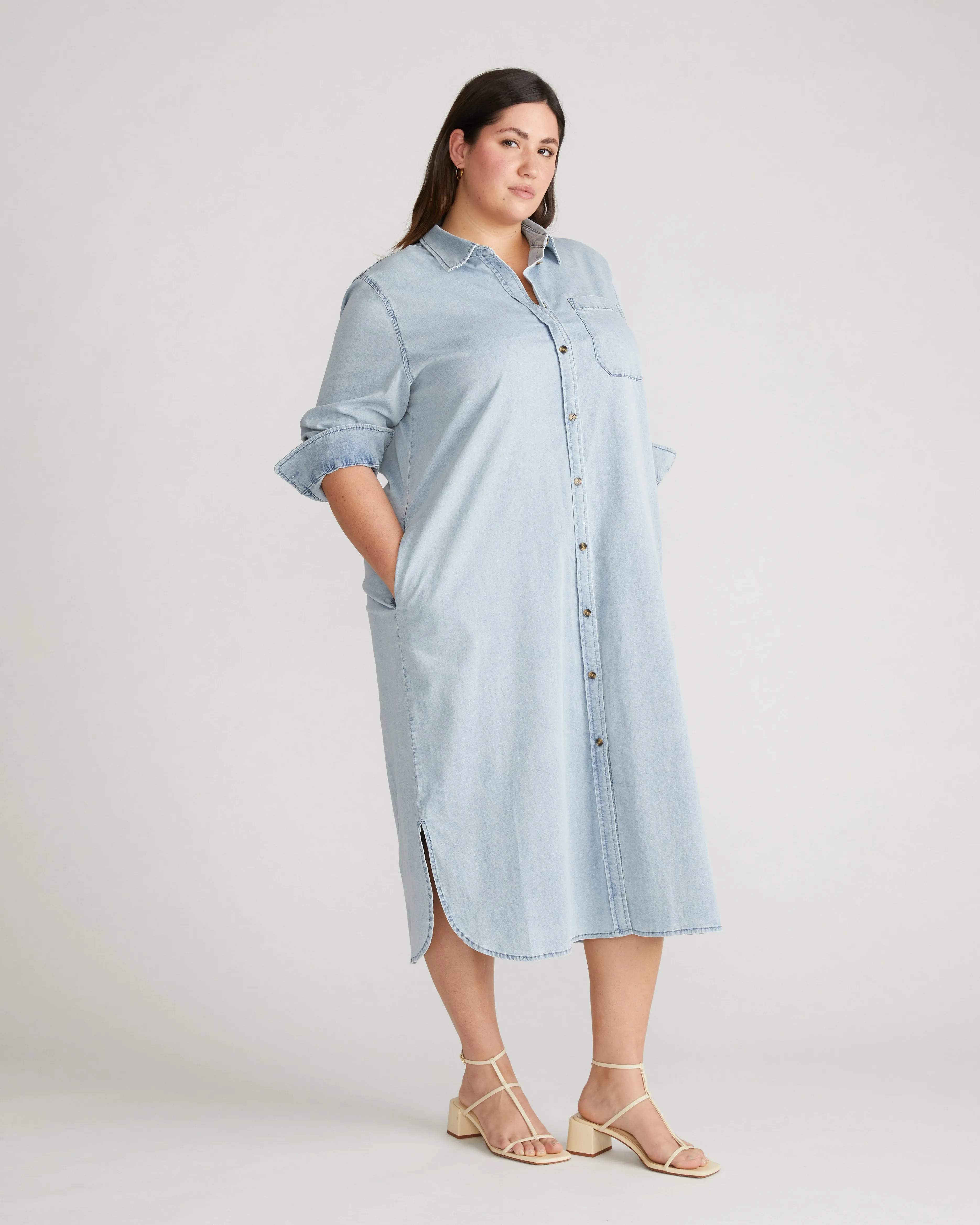 Odeon Stretch Cotton Chambray Shirtdress - Heritage Blue sold by Universal Standard product image thumbnail 2