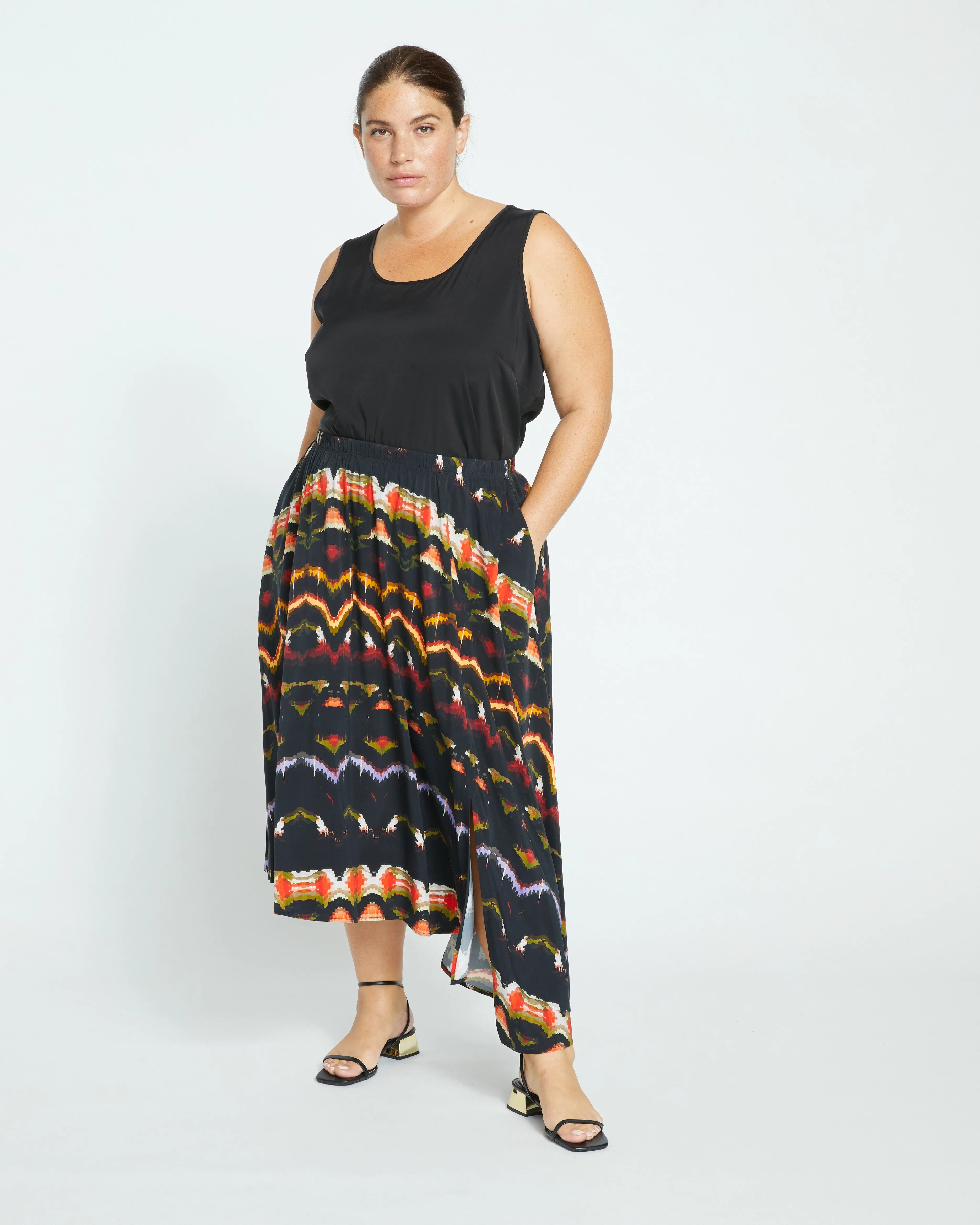 Palma Cupro Skirt - Midnight Ikat sold by Universal Standard
