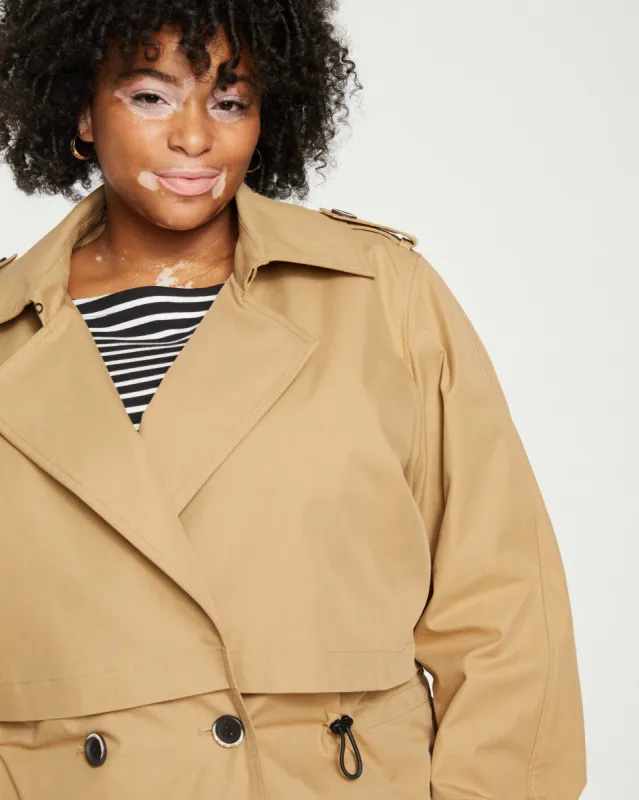 Leonard Cropped Trench Coat - Tan sold by Universal Standard