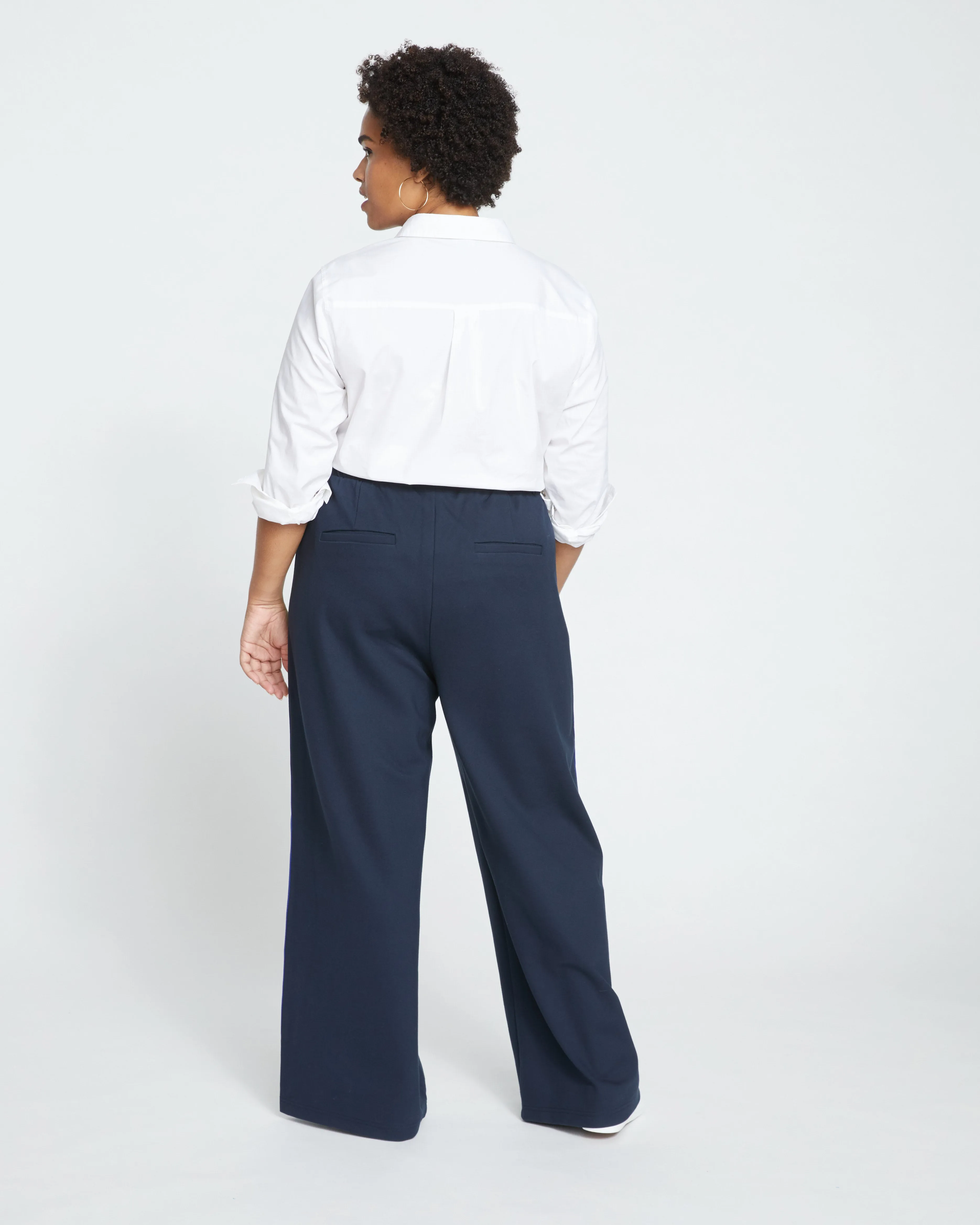 Stephanie Wide Leg Stripe Ponte Pants 30 Inch - Navy with Absinthe/Navy Stripe sold by Universal Standard product image thumbnail 4