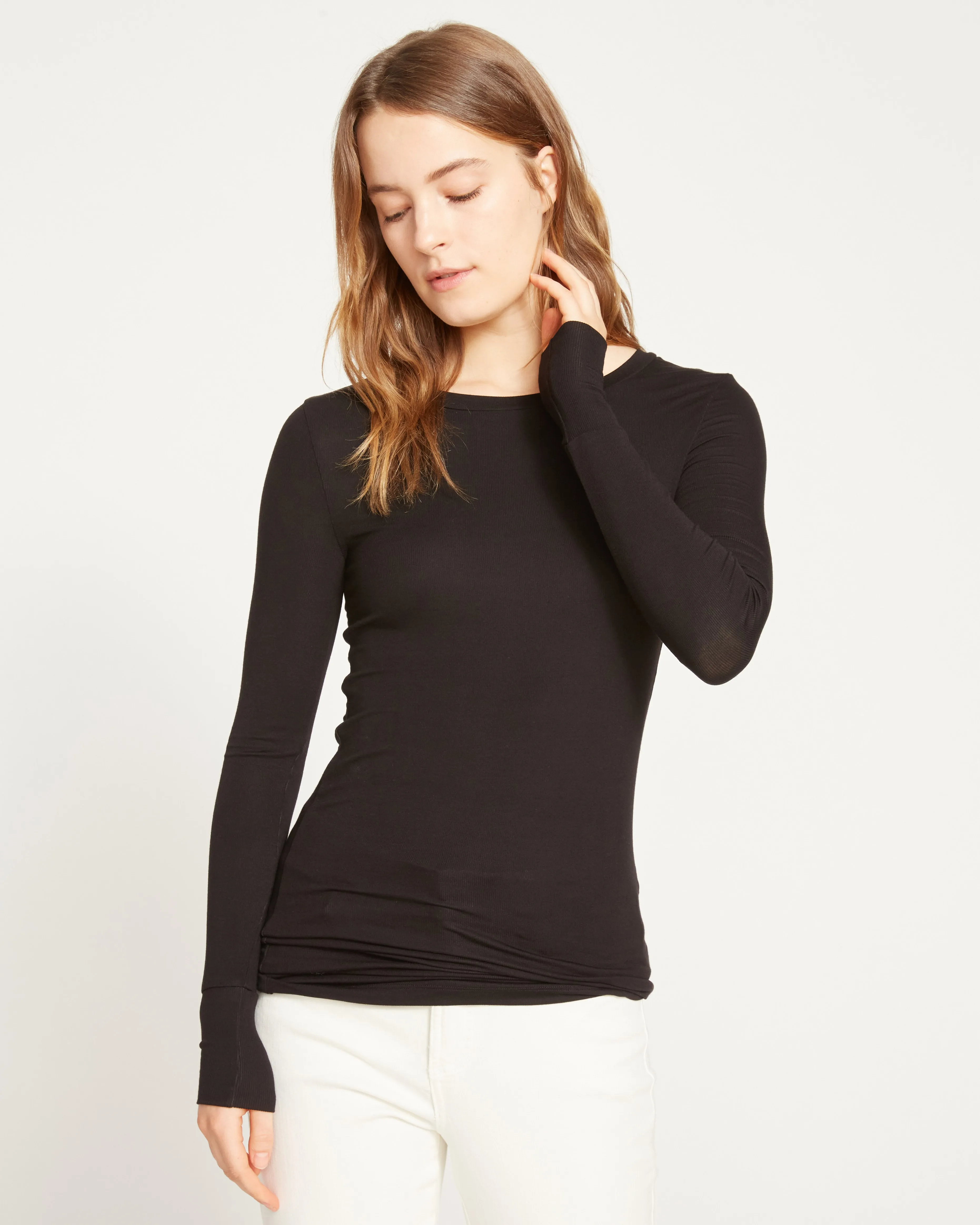 Foundation Long Sleeve Crew Neck Tee - Black sold by Universal Standard product image thumbnail 3