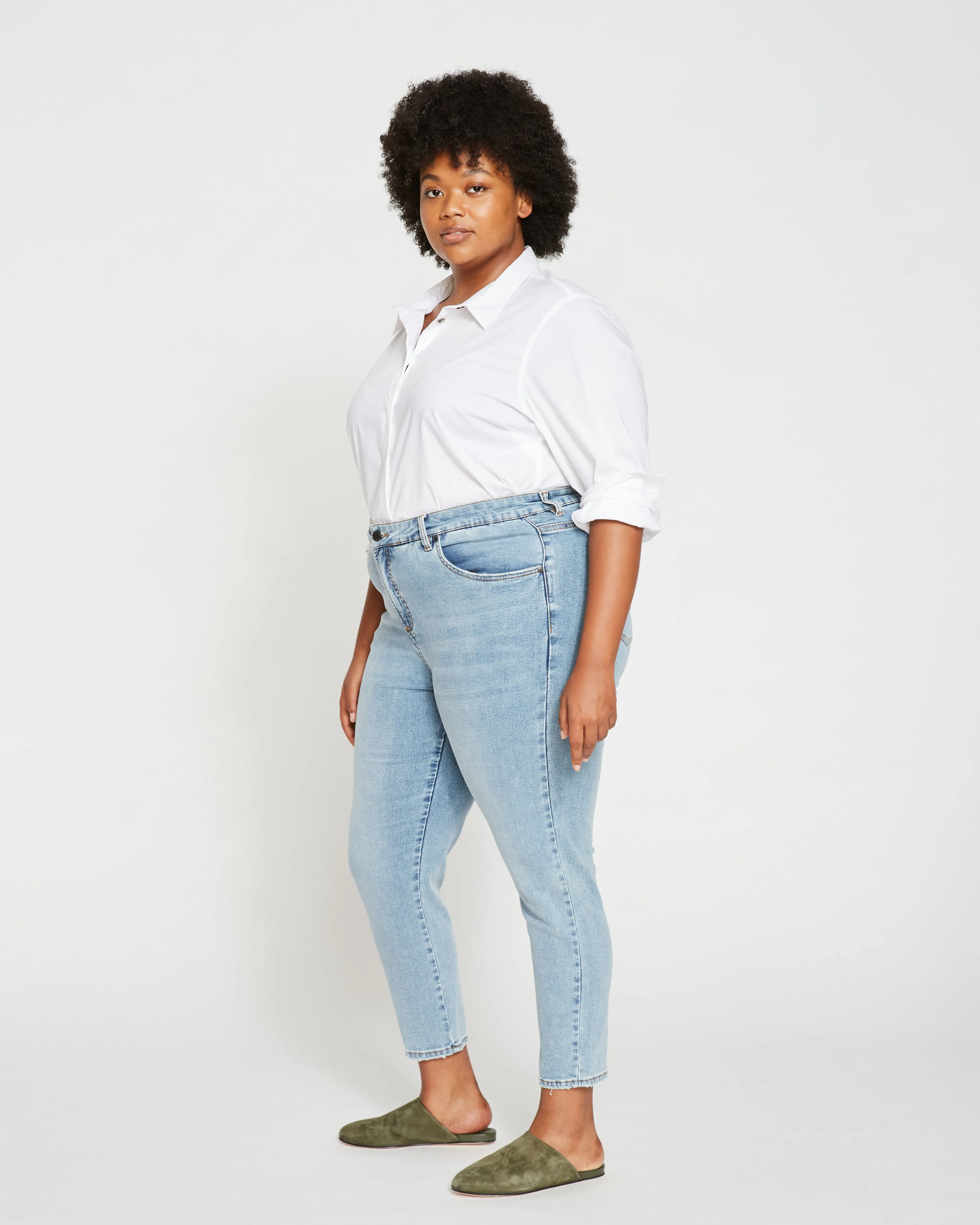 Seine High Rise Skinny Jeans 27 Inch - Distressed Light Blue sold by Universal Standard