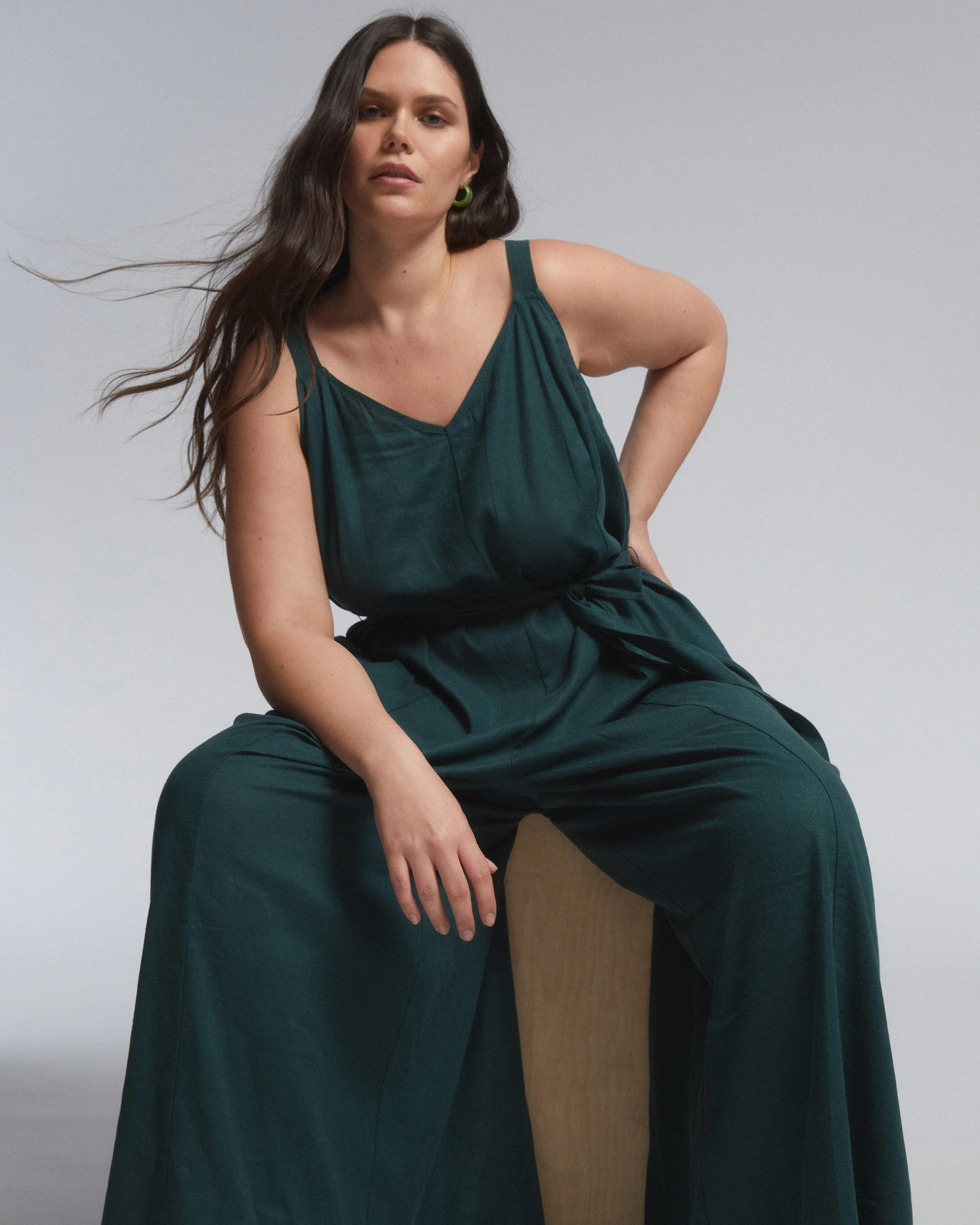 Promenade Linen Jumpsuit - Sea Moss sold by Universal Standard