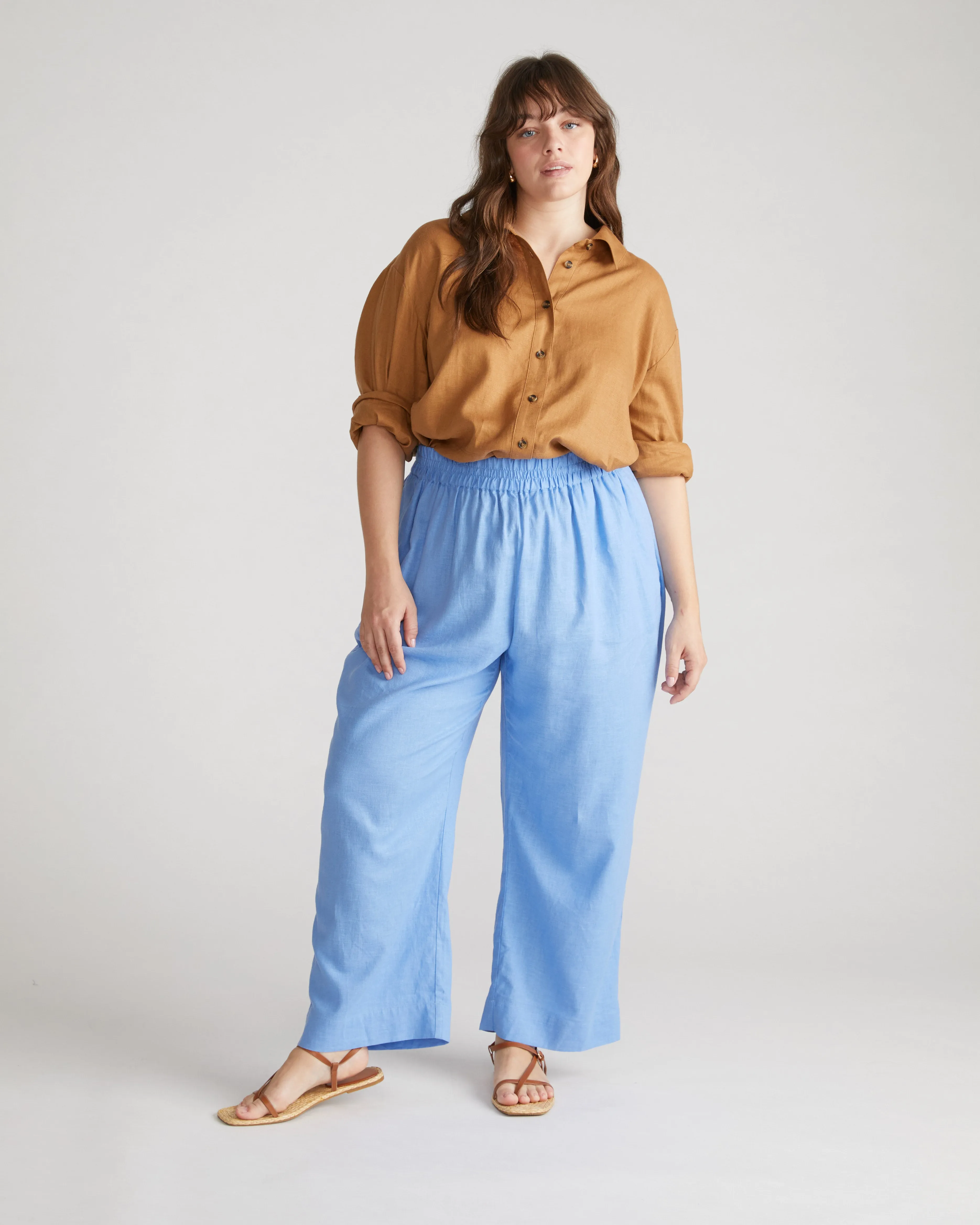 Iris Linen Easy Pull-On Pants - Hamptons Hydrangea sold by Universal Standard product image thumbnail 3