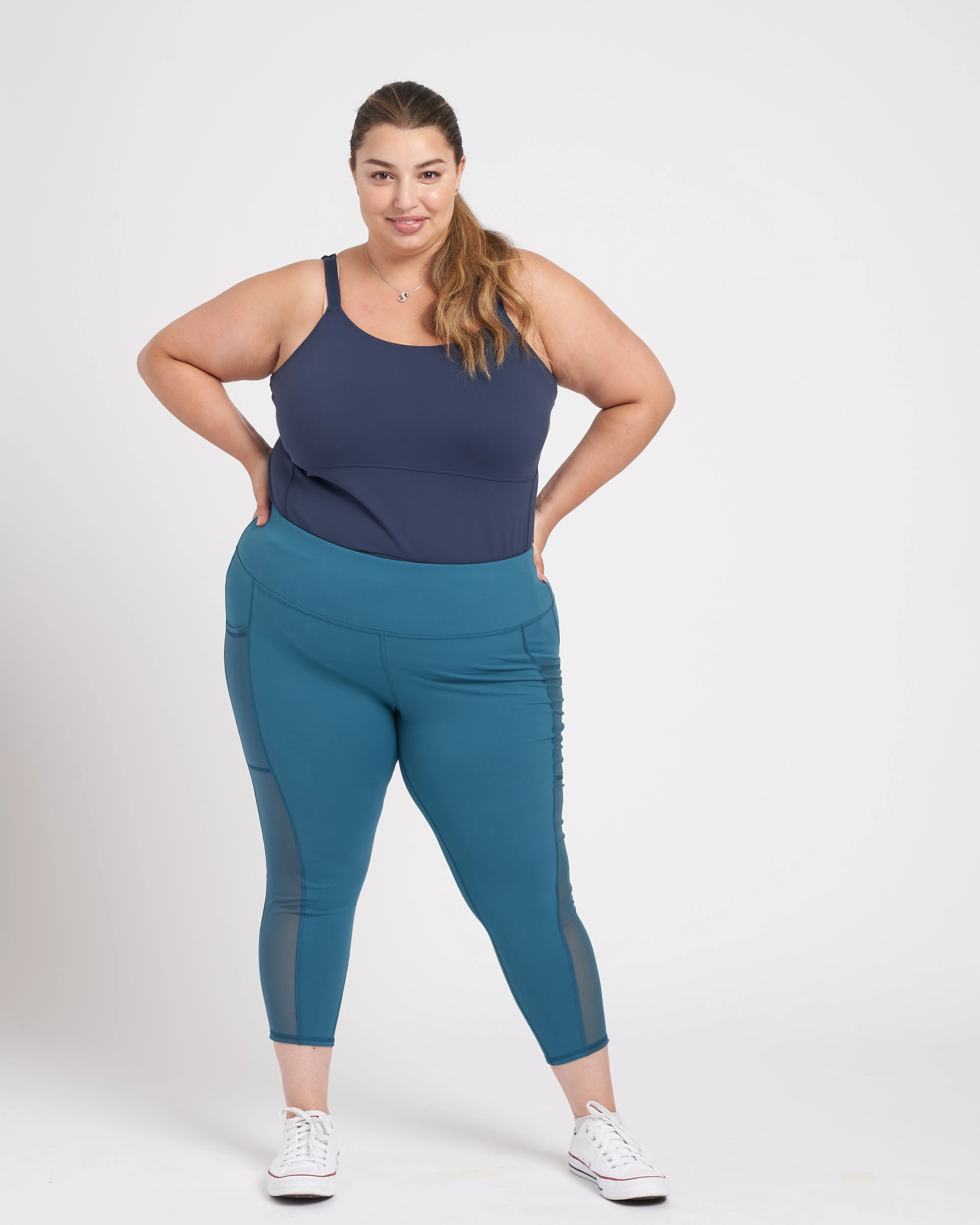 Gabby Cropped Mesh Legging - Deep Teal sold by Universal Standard