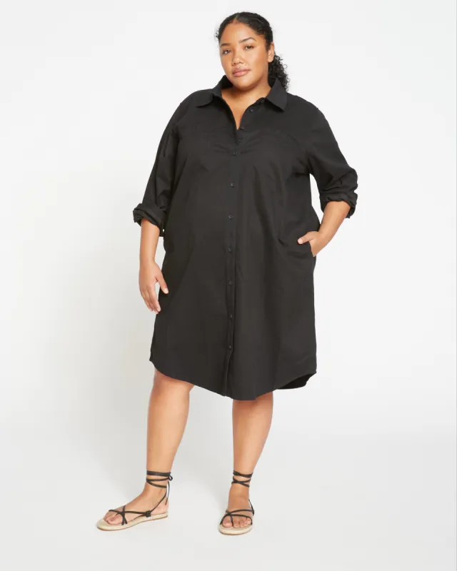 Carefree Stretch Twill Shirtdress - Black sold by Universal Standard