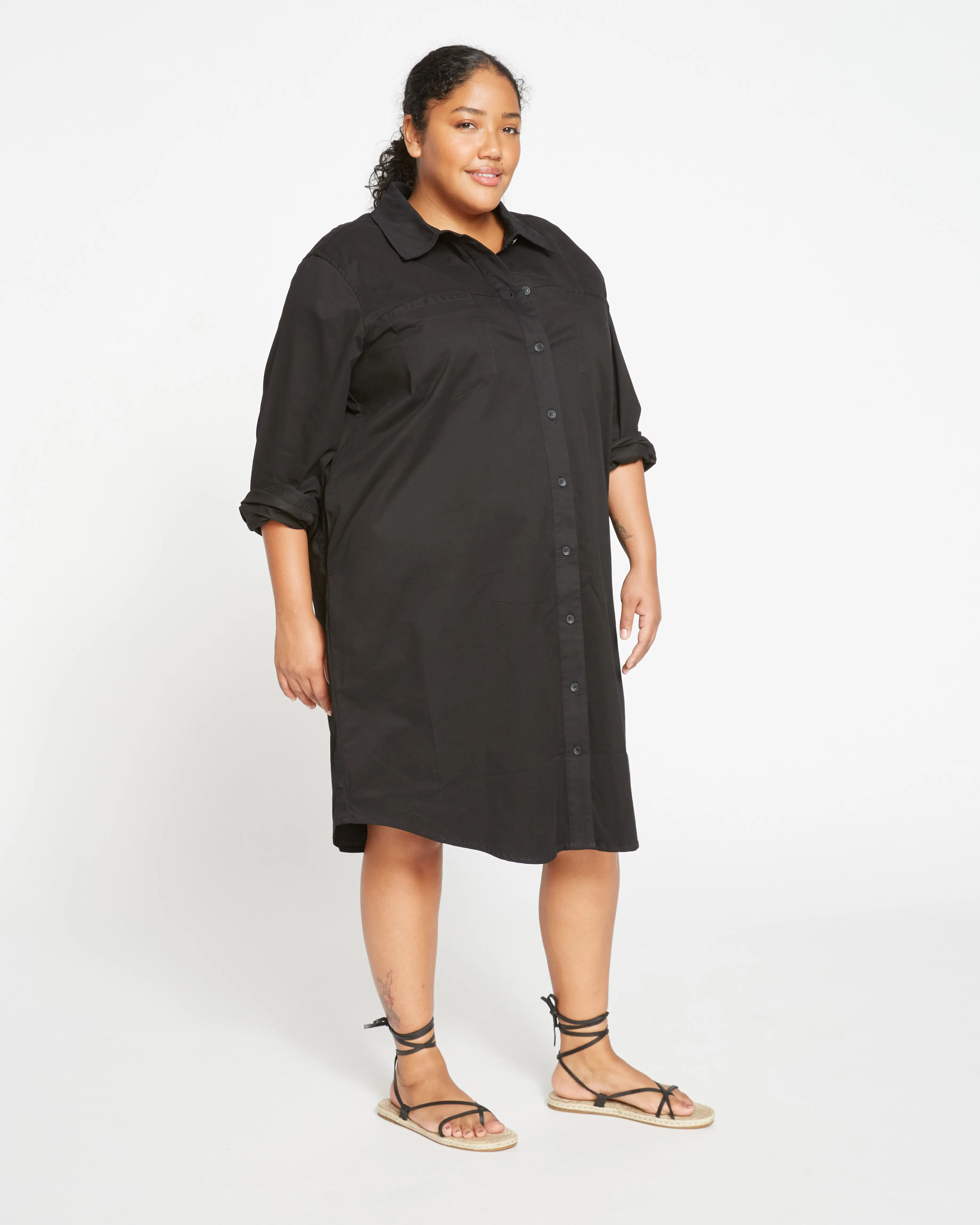 Carefree Stretch Twill Shirtdress - Black sold by Universal Standard product image thumbnail 3