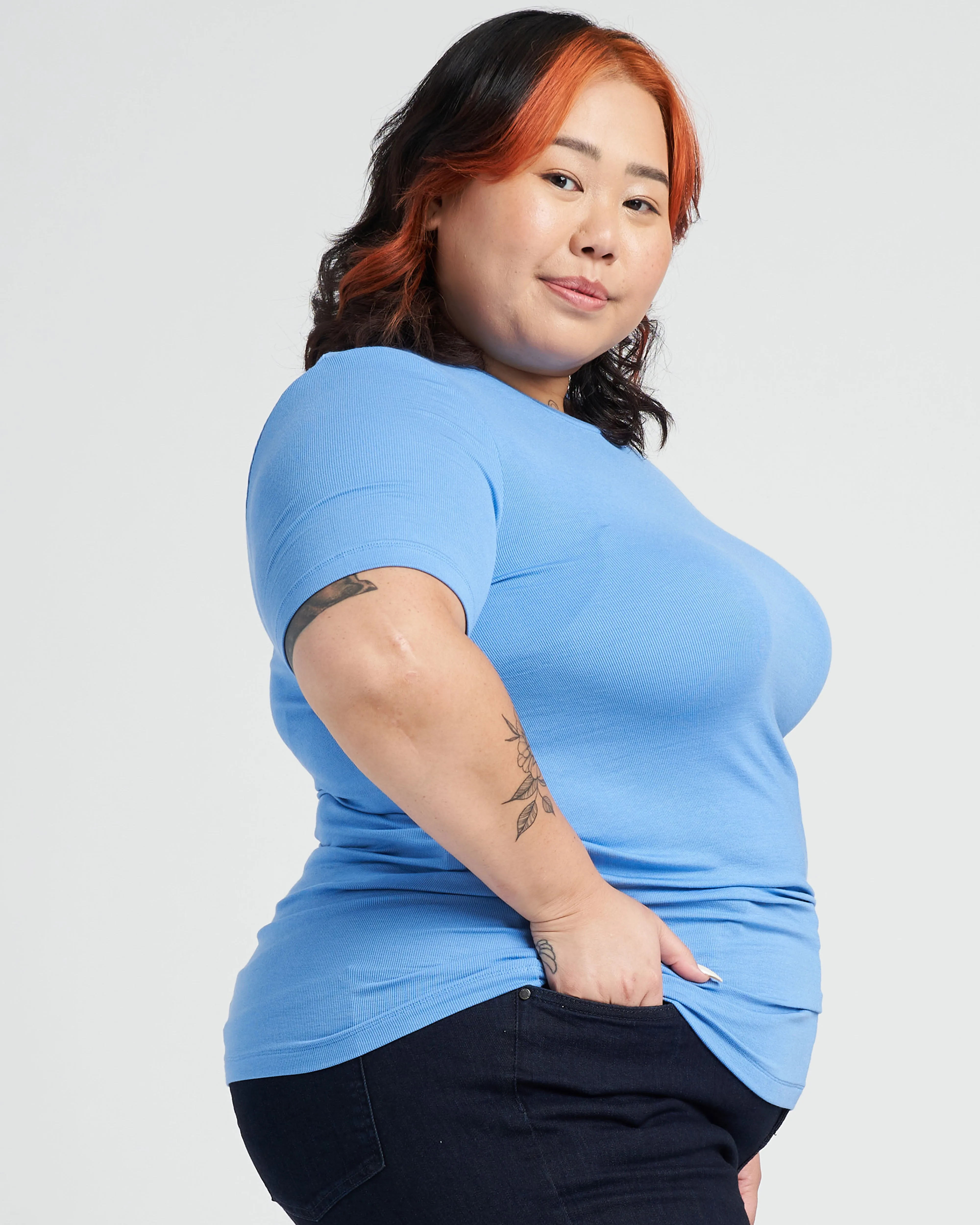 Foundation Short Sleeve Crew Neck Tee - Marina sold by Universal Standard