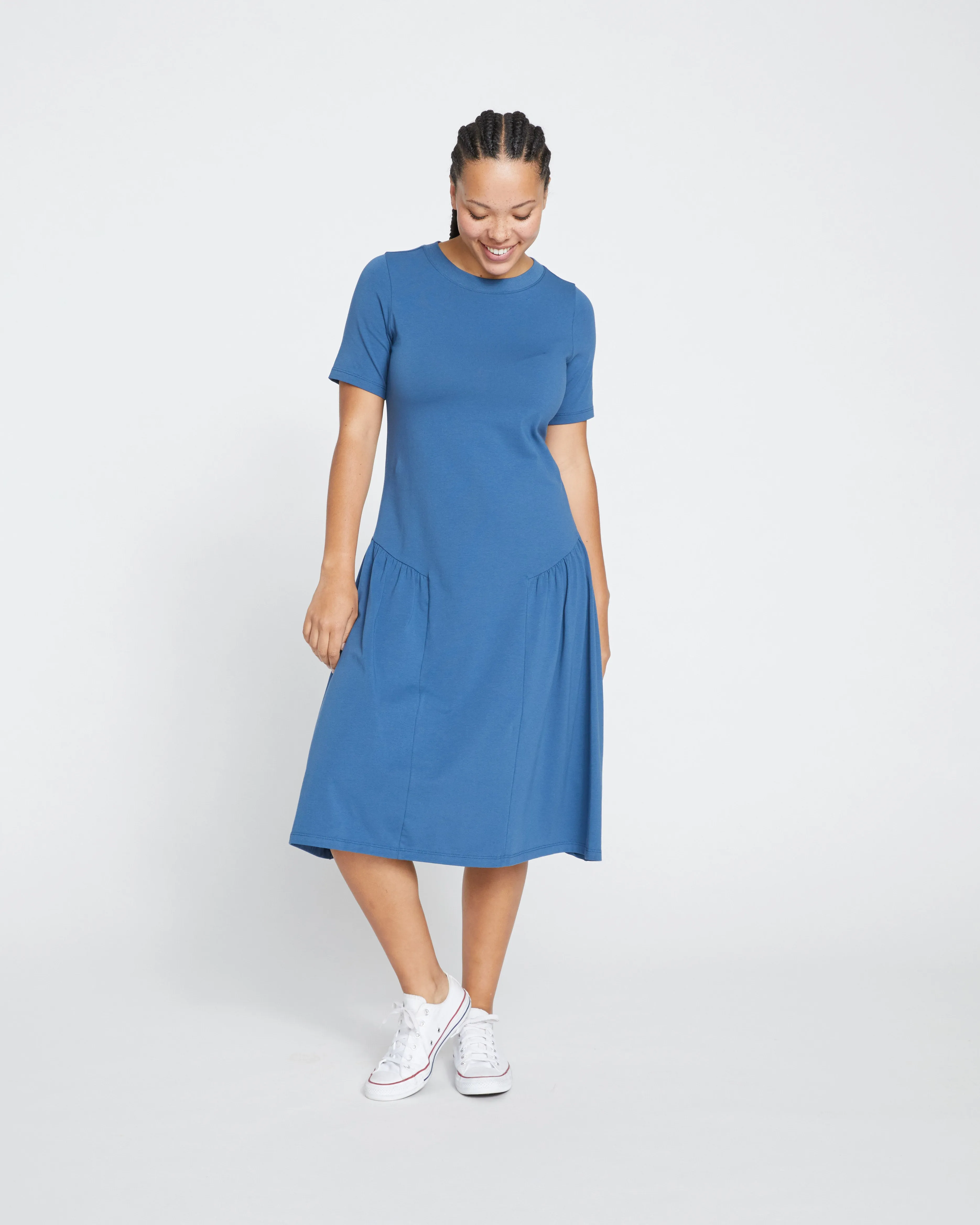 Sunday Garden T-Shirt Dress - Bleu Scolaire sold by Universal Standard