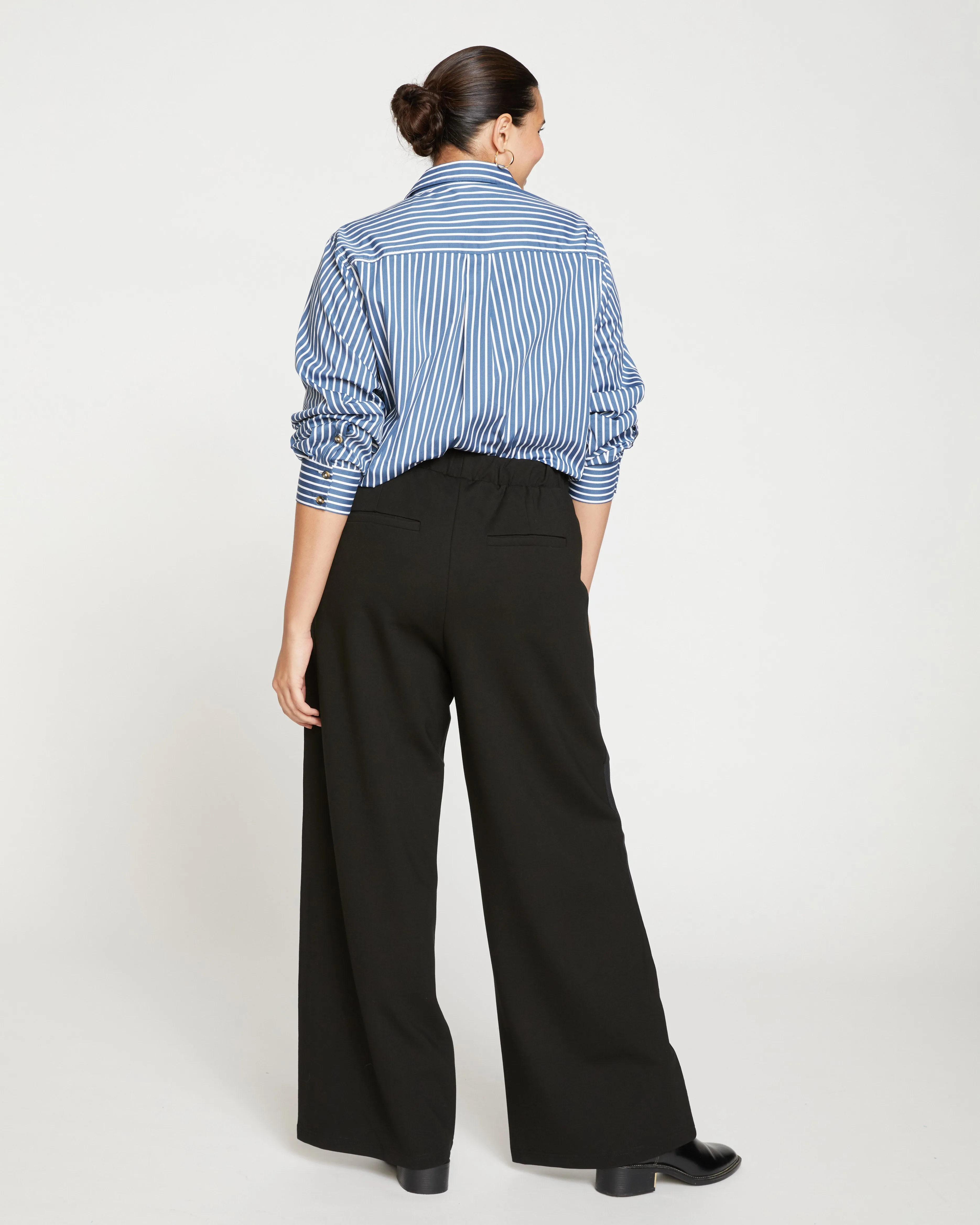 Stephanie Wide Leg Stripe Ponte Pants 33 Inch - Black with Black Stripe sold by Universal Standard product image thumbnail 4
