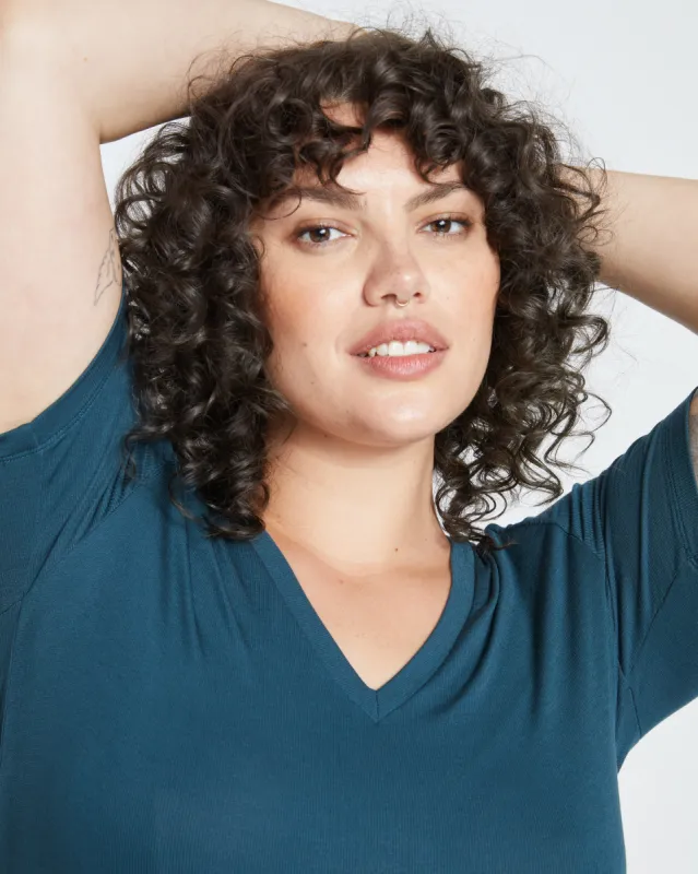 Foundation Short Sleeve V-Neck Tee - Deep Sea sold by Universal Standard