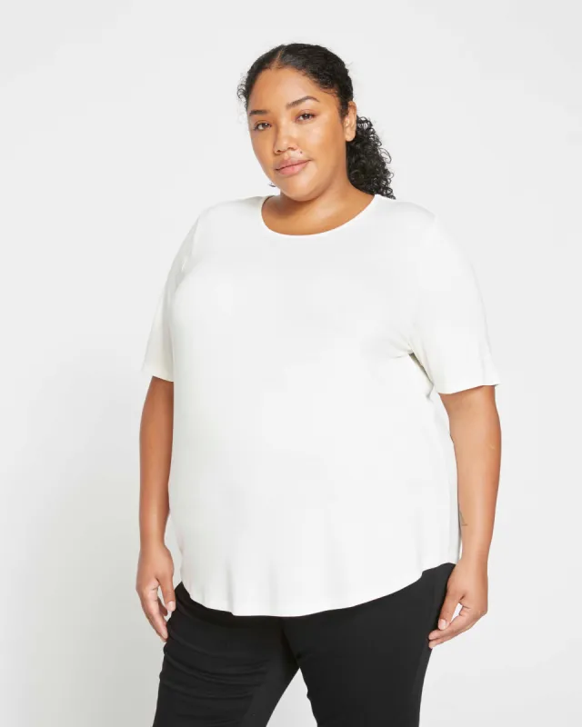 Lily Liquid Jersey Crew Neck Stovepipe Tee - White sold by Universal Standard