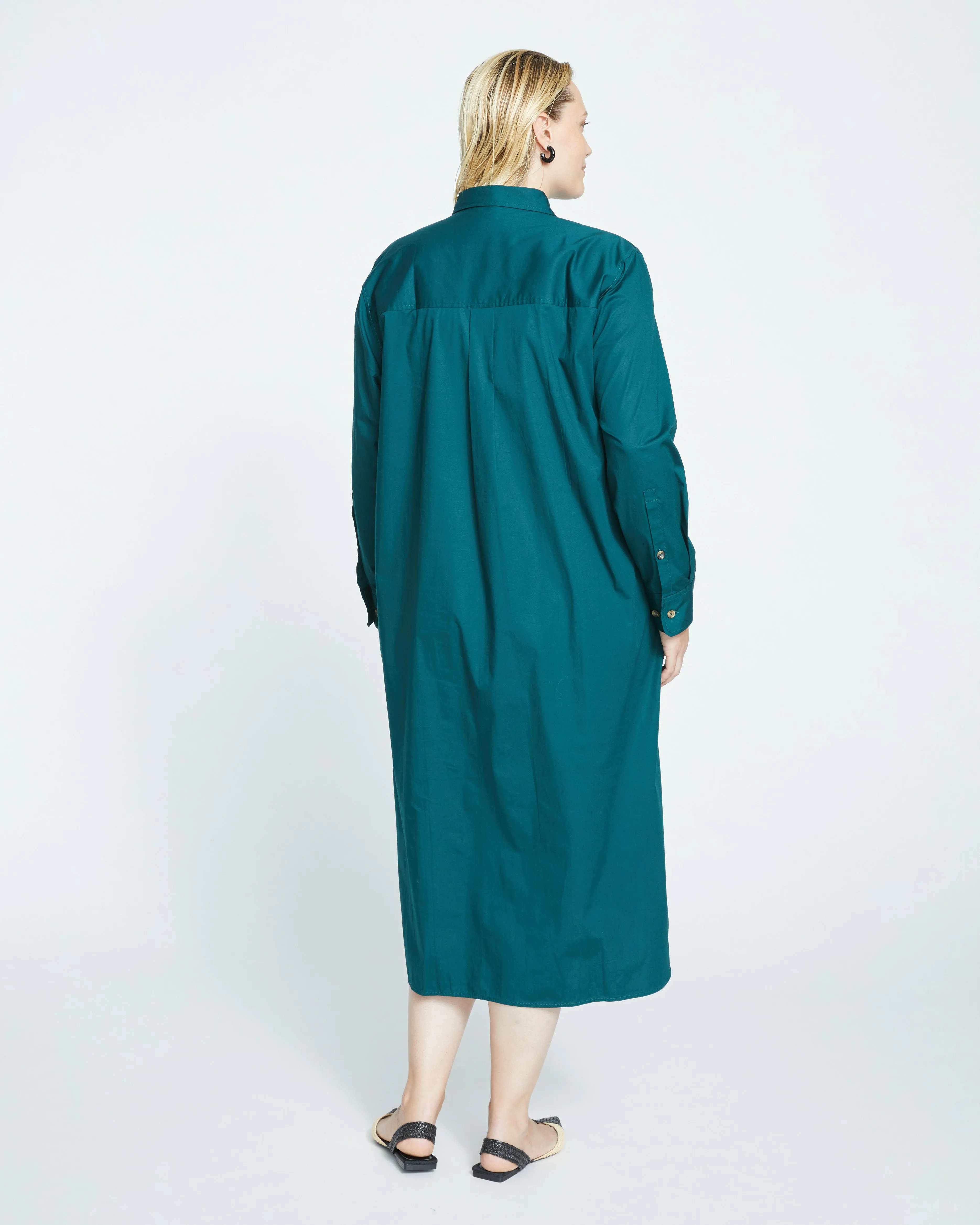 Odeon Stretch Poplin Shirtdress - Forest Green sold by Universal Standard product image thumbnail 4