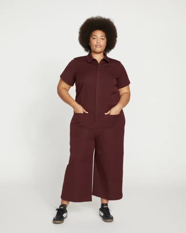 Kate Stretch Cotton Twill Jumpsuit - Black Cherry sold by Universal Standard