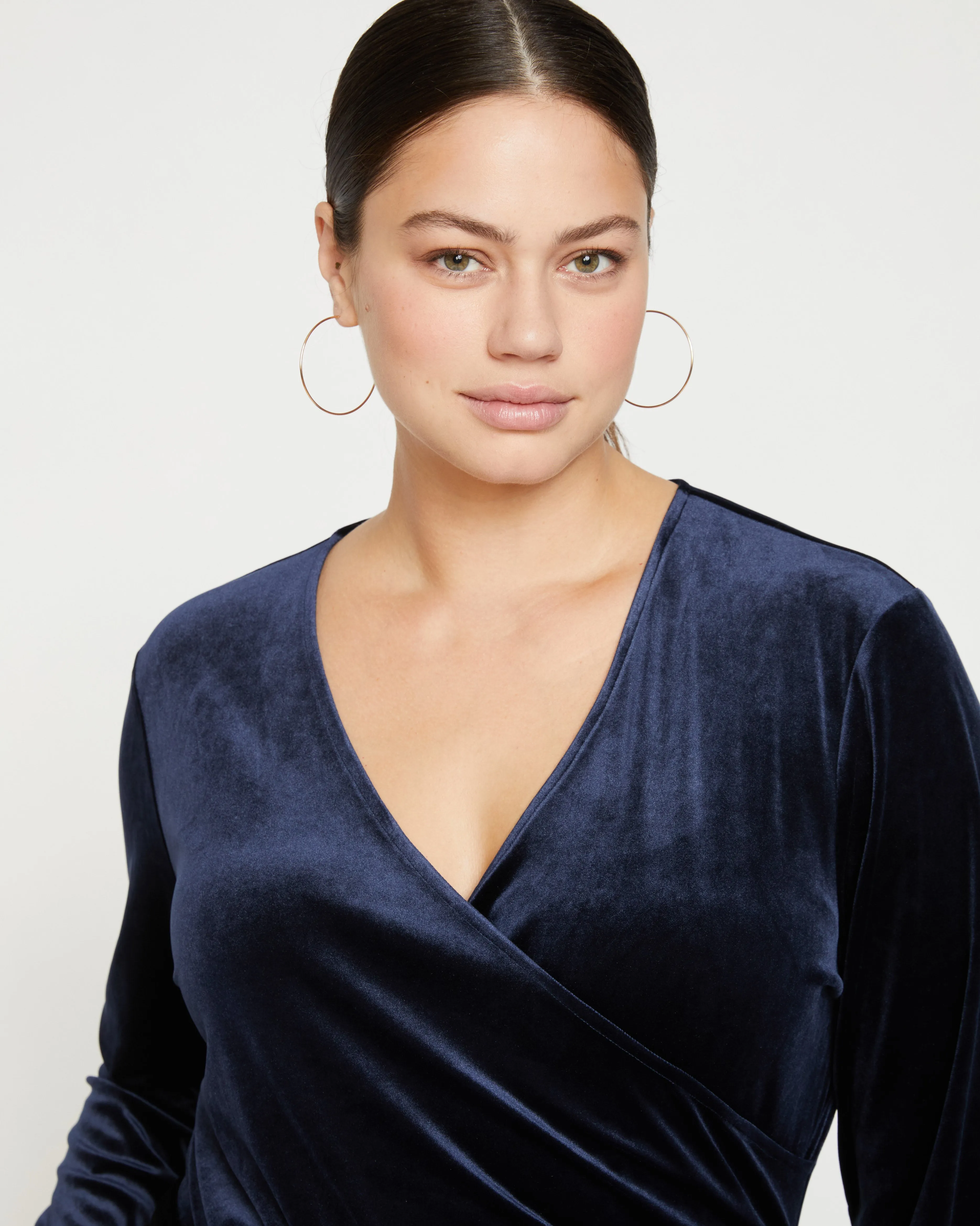 Glowy Velvet Cross Top - Moonstone Blue Velvet sold by Universal Standard