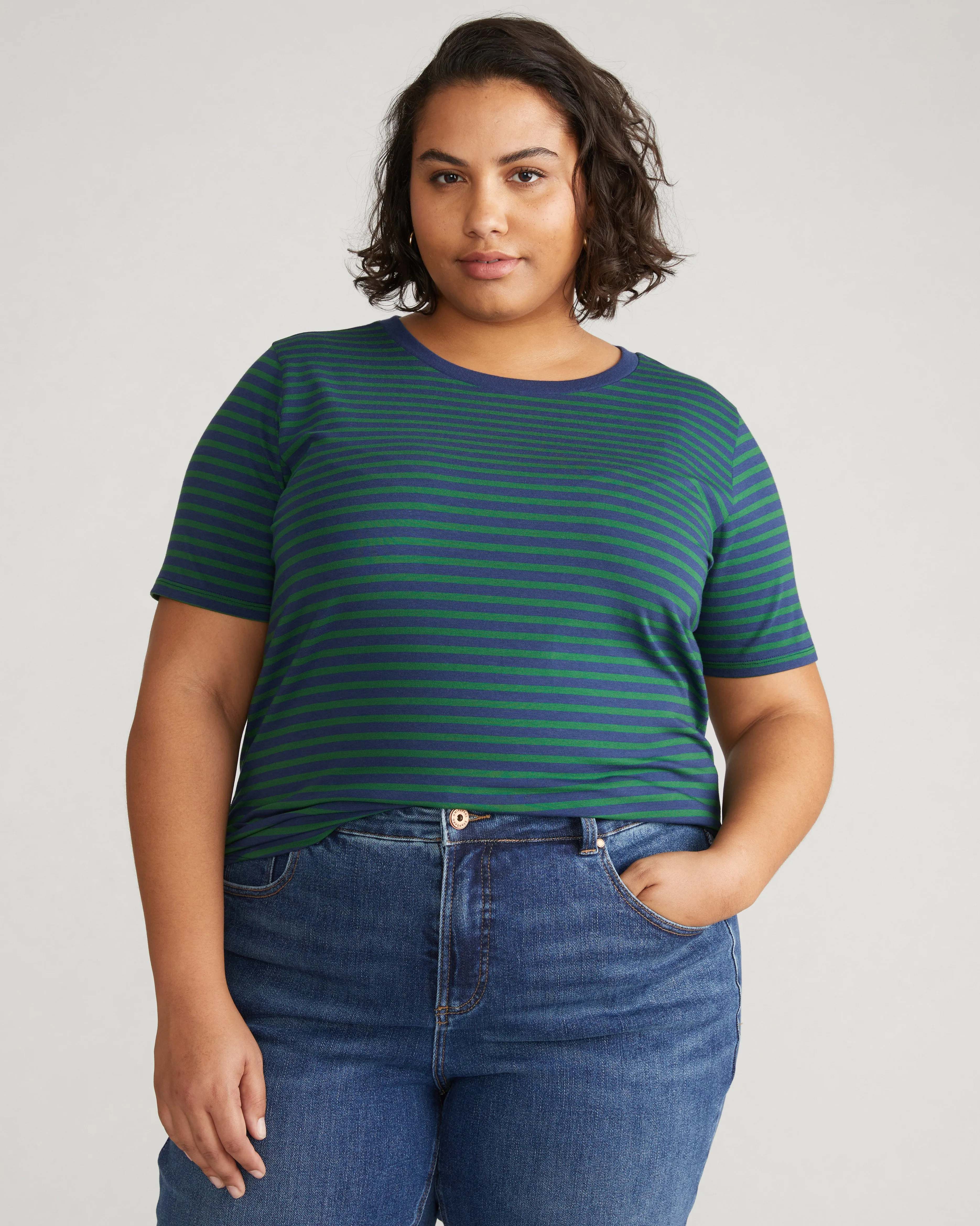 Tee Rex - Cenote/Jardin Stripe sold by Universal Standard