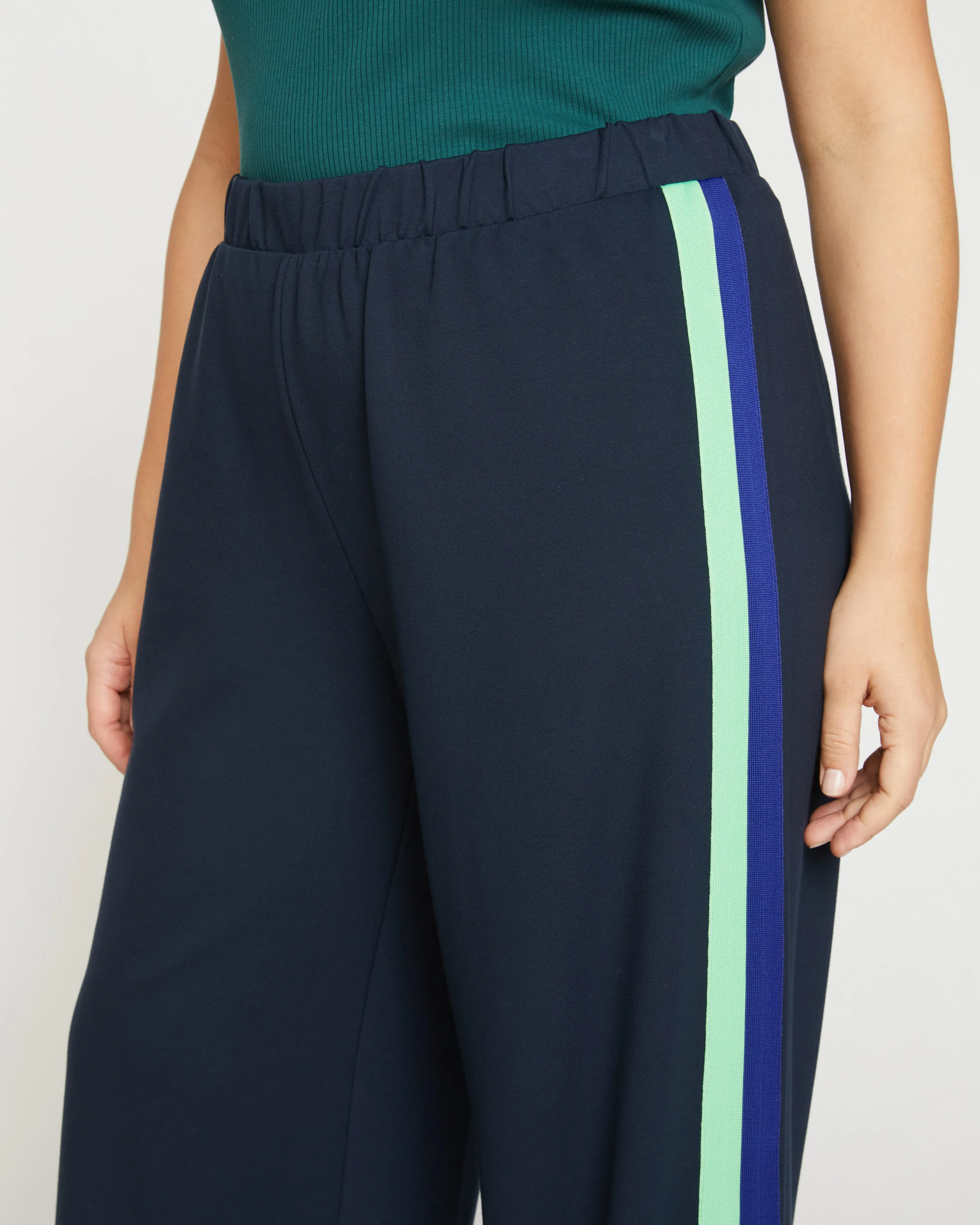 Stephanie Wide Leg Stripe Ponte Pants 33 Inch - Navy with Absinthe/Navy Stripe sold by Universal Standard product image thumbnail 2