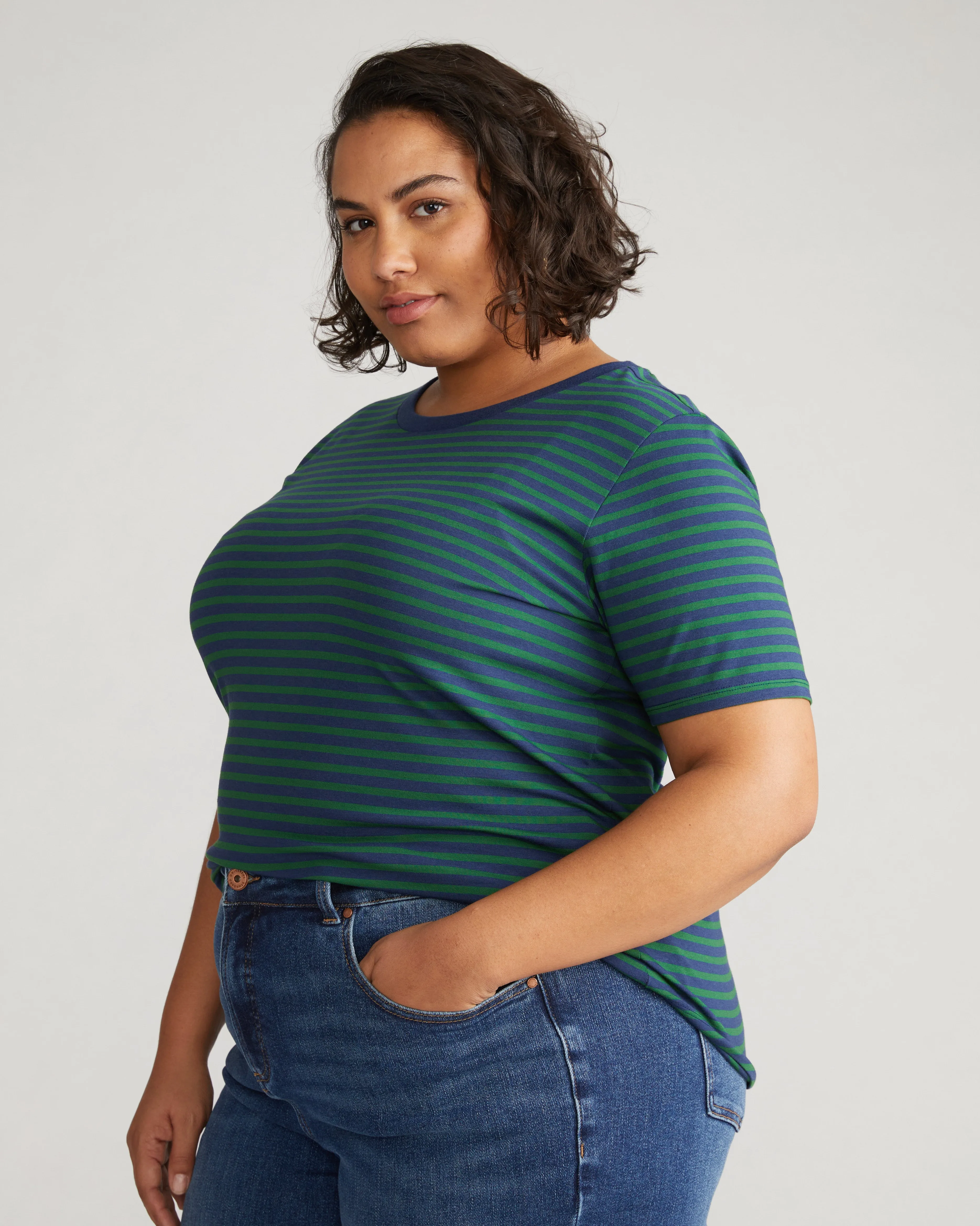 Tee Rex - Cenote/Jardin Stripe sold by Universal Standard product image thumbnail 3