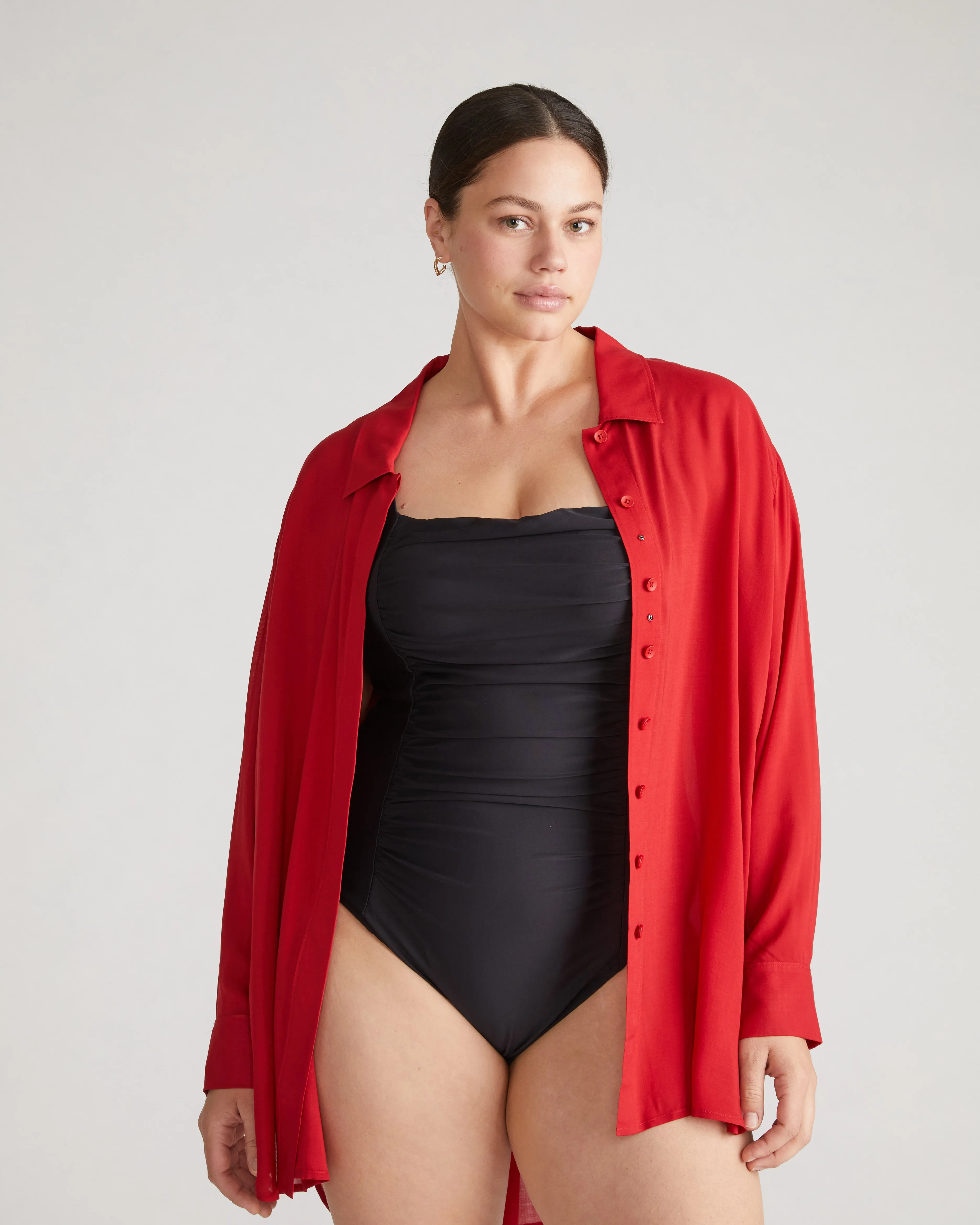 Toni Hi Low Tunic - Baywatch Red sold by Universal Standard