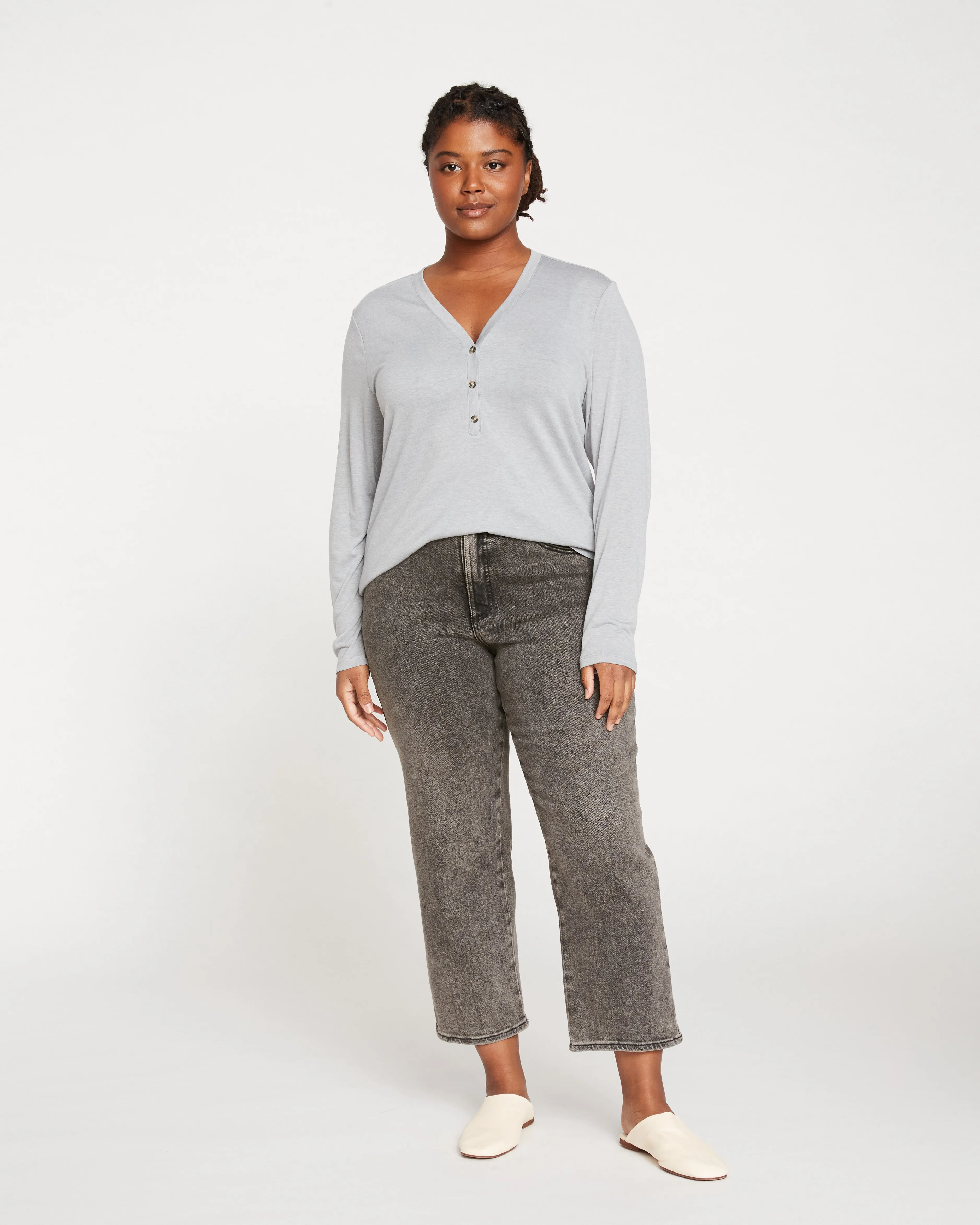 Layer Me Henley Tee - Grey Sky sold by Universal Standard product image thumbnail 2