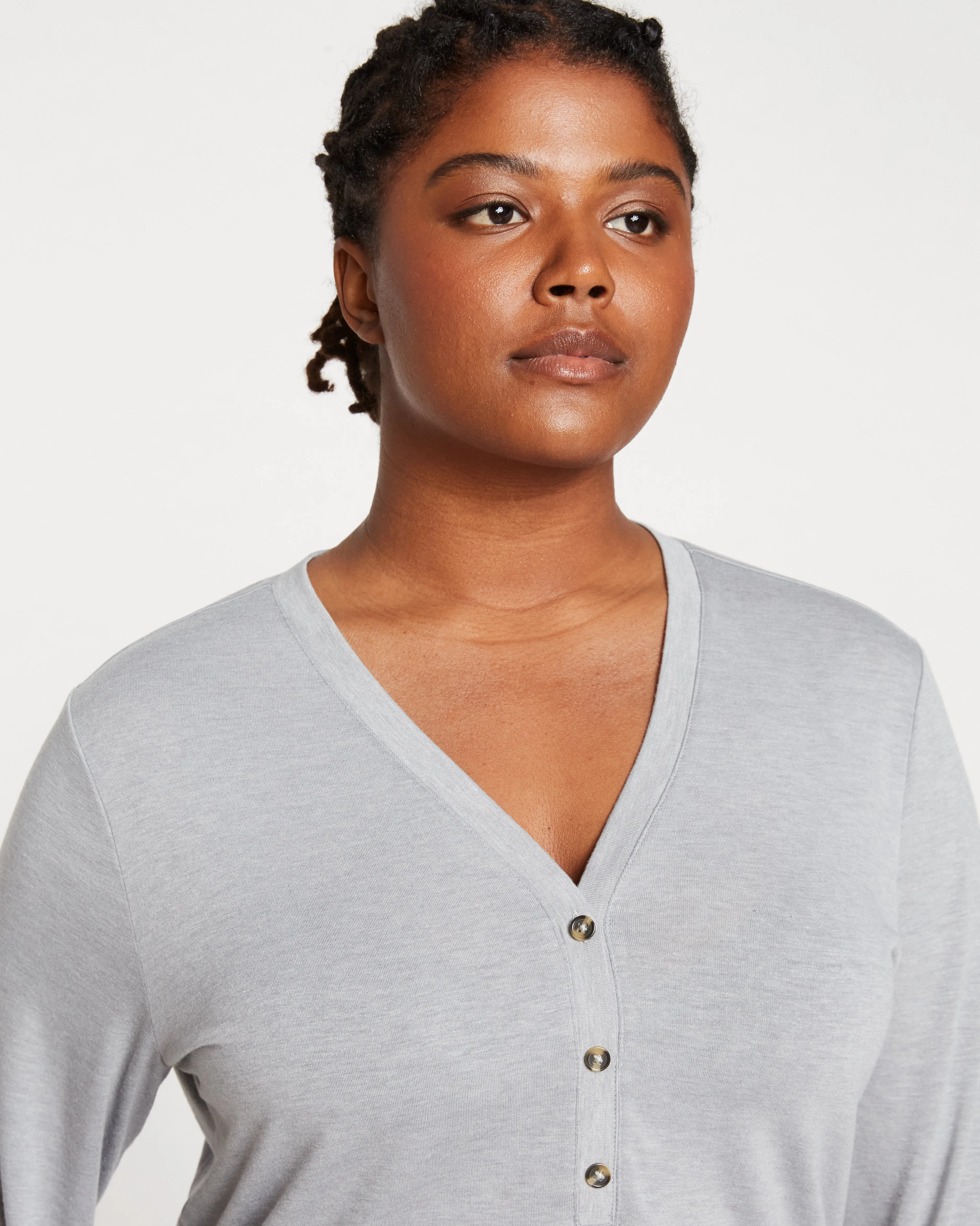 Layer Me Henley Tee - Grey Sky sold by Universal Standard