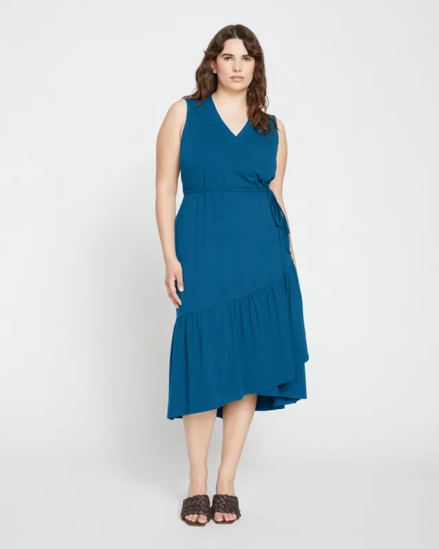 Tiered Twirl Wrap Dress - Ionian Blue sold by Universal Standard
