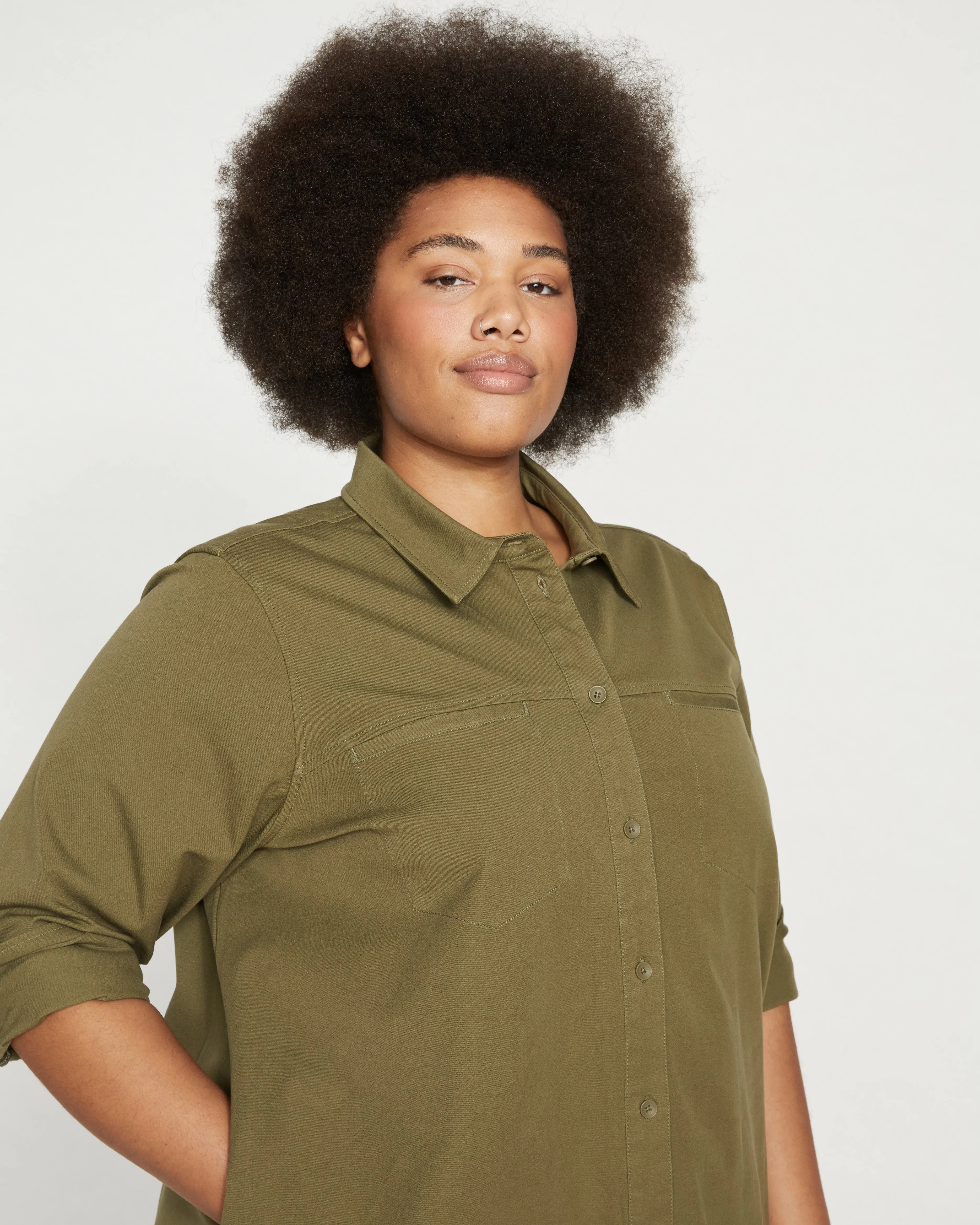 Carefree Stretch Twill Shirtdress - Ivy sold by Universal Standard product image thumbnail 2