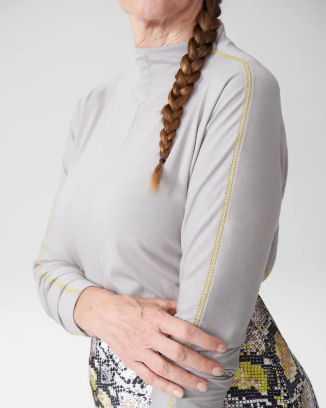 Ali Long Sleeve Contrast Stitch Top - Grey sold by Universal Standard