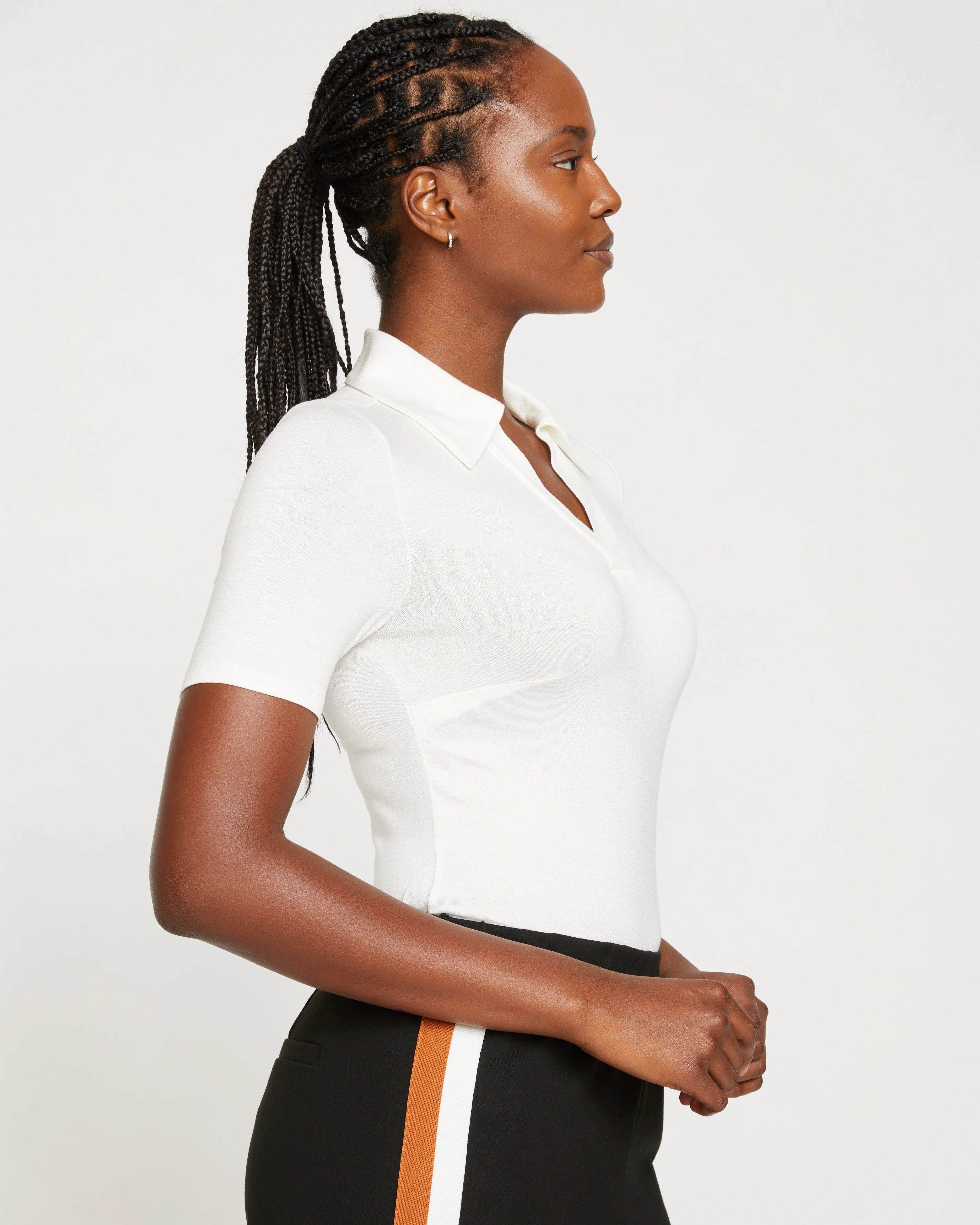 Apero Liquid Jersey Polo Top - White sold by Universal Standard product image thumbnail 3