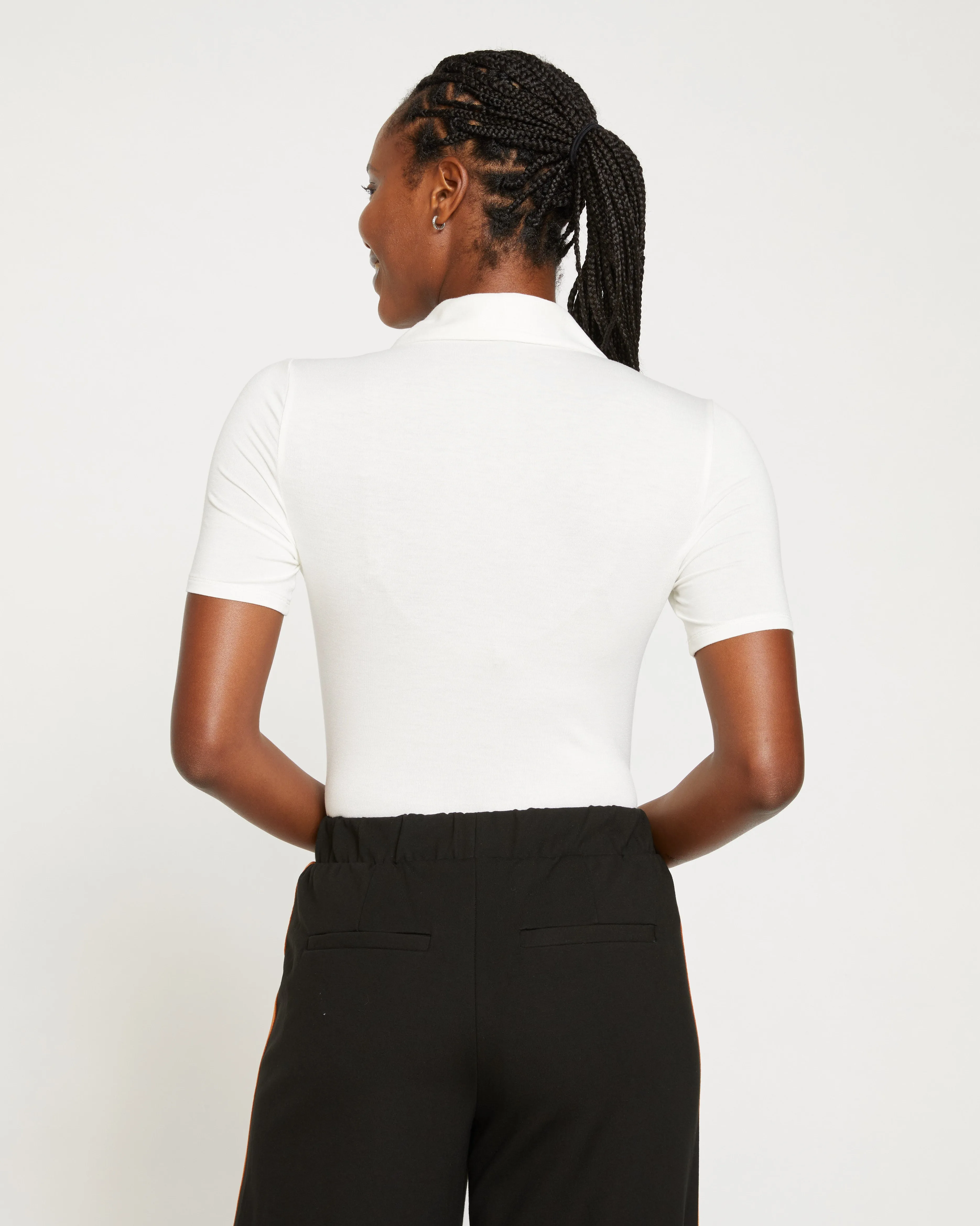 Apero Liquid Jersey Polo Top - White sold by Universal Standard product image thumbnail 4