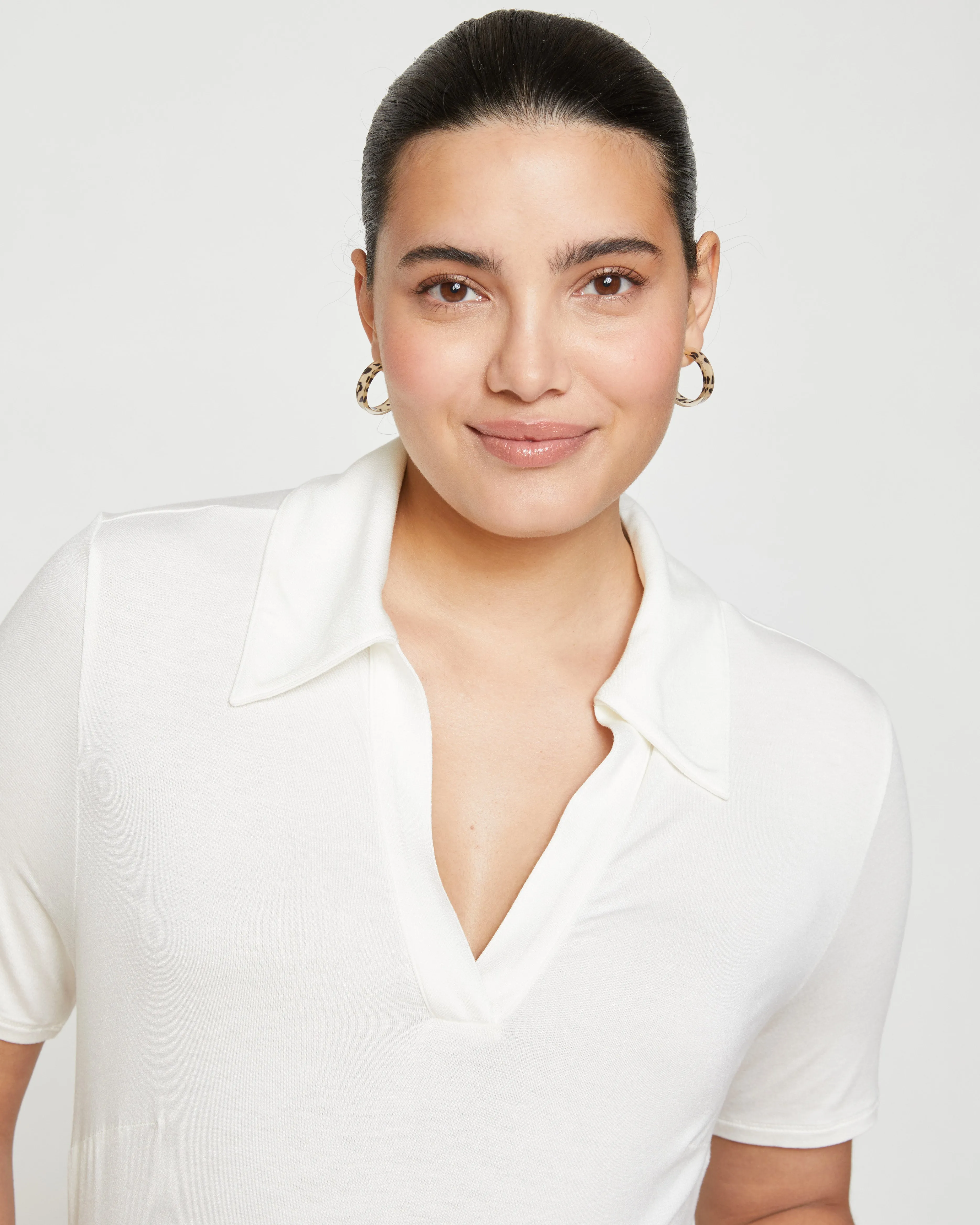 Apero Liquid Jersey Polo Top - White sold by Universal Standard product image thumbnail 5