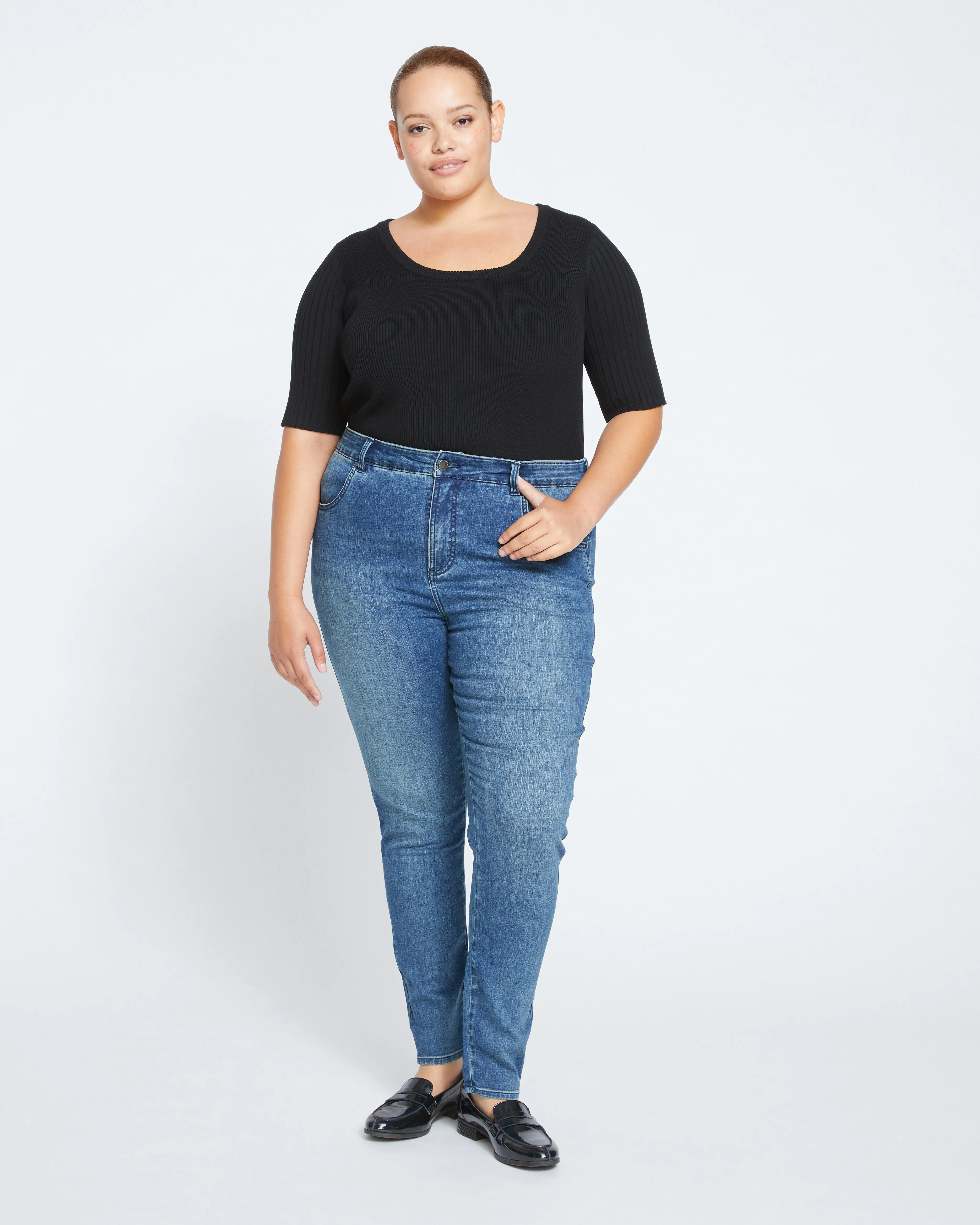 Seine High Rise Skinny Jeans 30 Inch - Distressed Blue sold by Universal Standard product image thumbnail 3