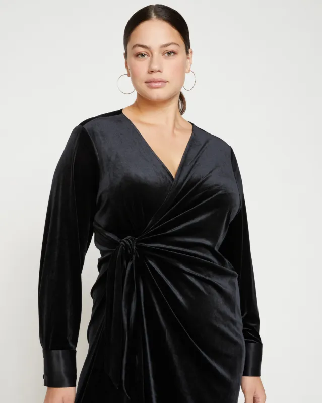 Garland Velvet Wrap Dress - Black sold by Universal Standard
