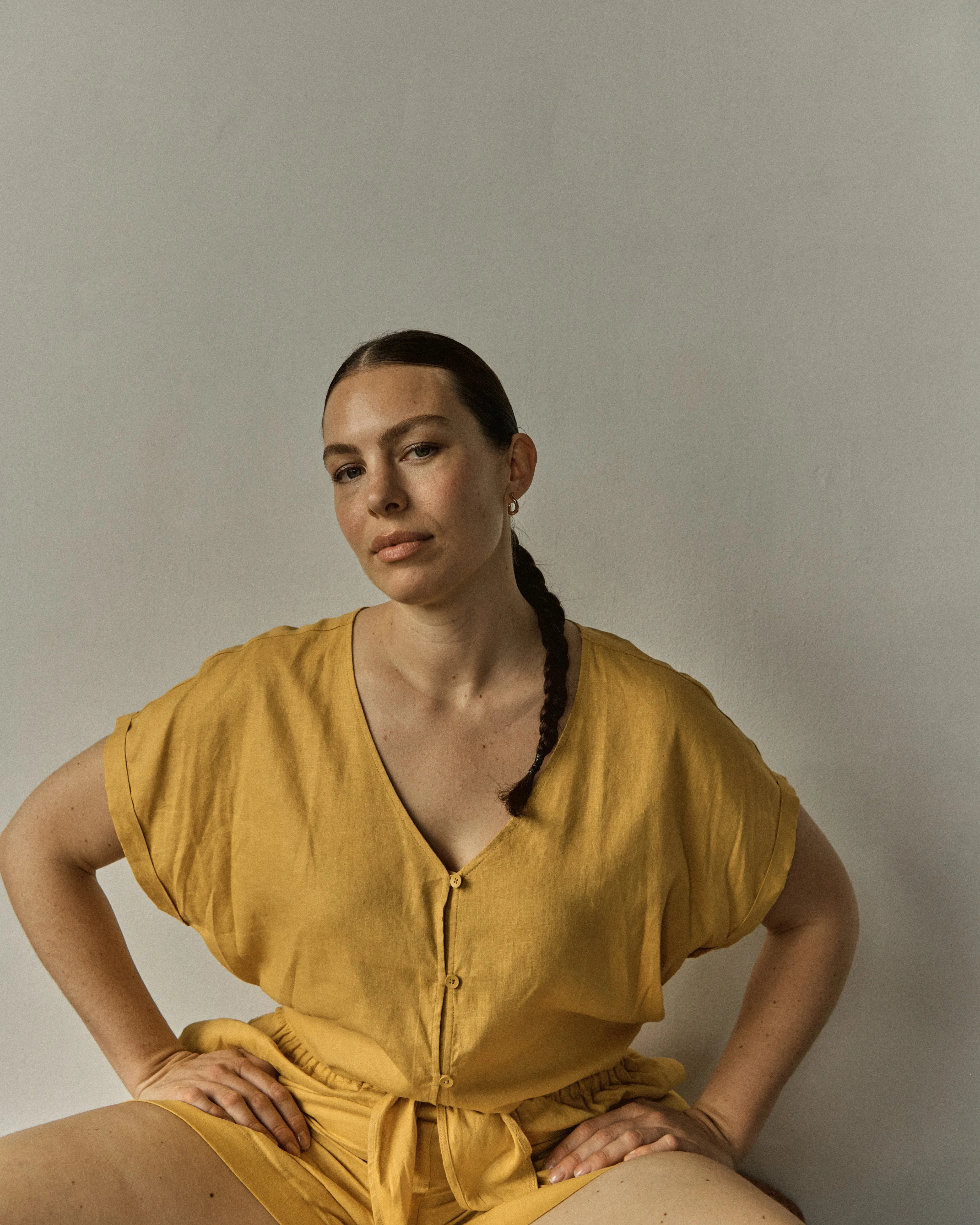 Tropez Tied Linen Crop Top - Golden Hour sold by Universal Standard