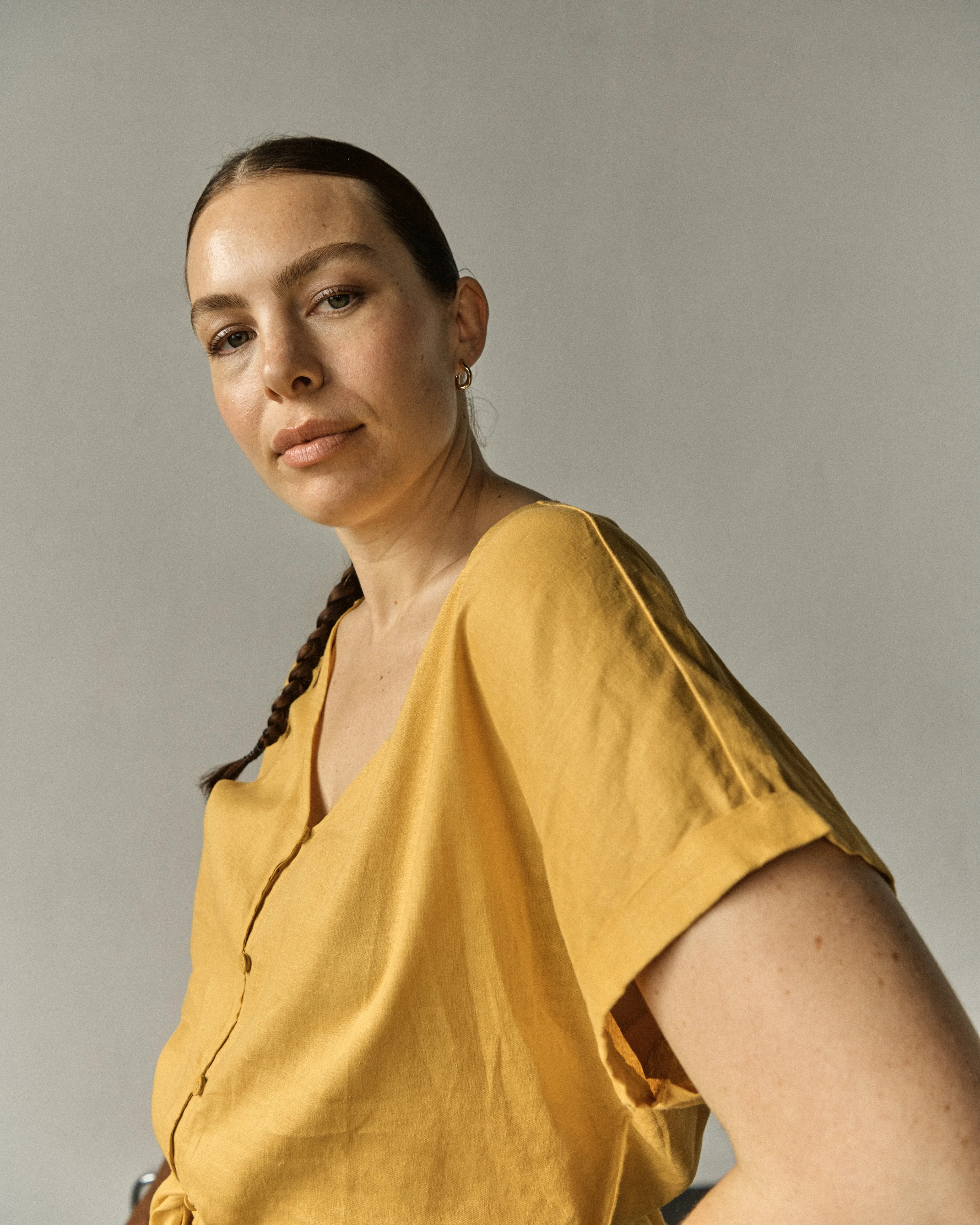 Tropez Tied Linen Crop Top - Golden Hour sold by Universal Standard product image thumbnail 3