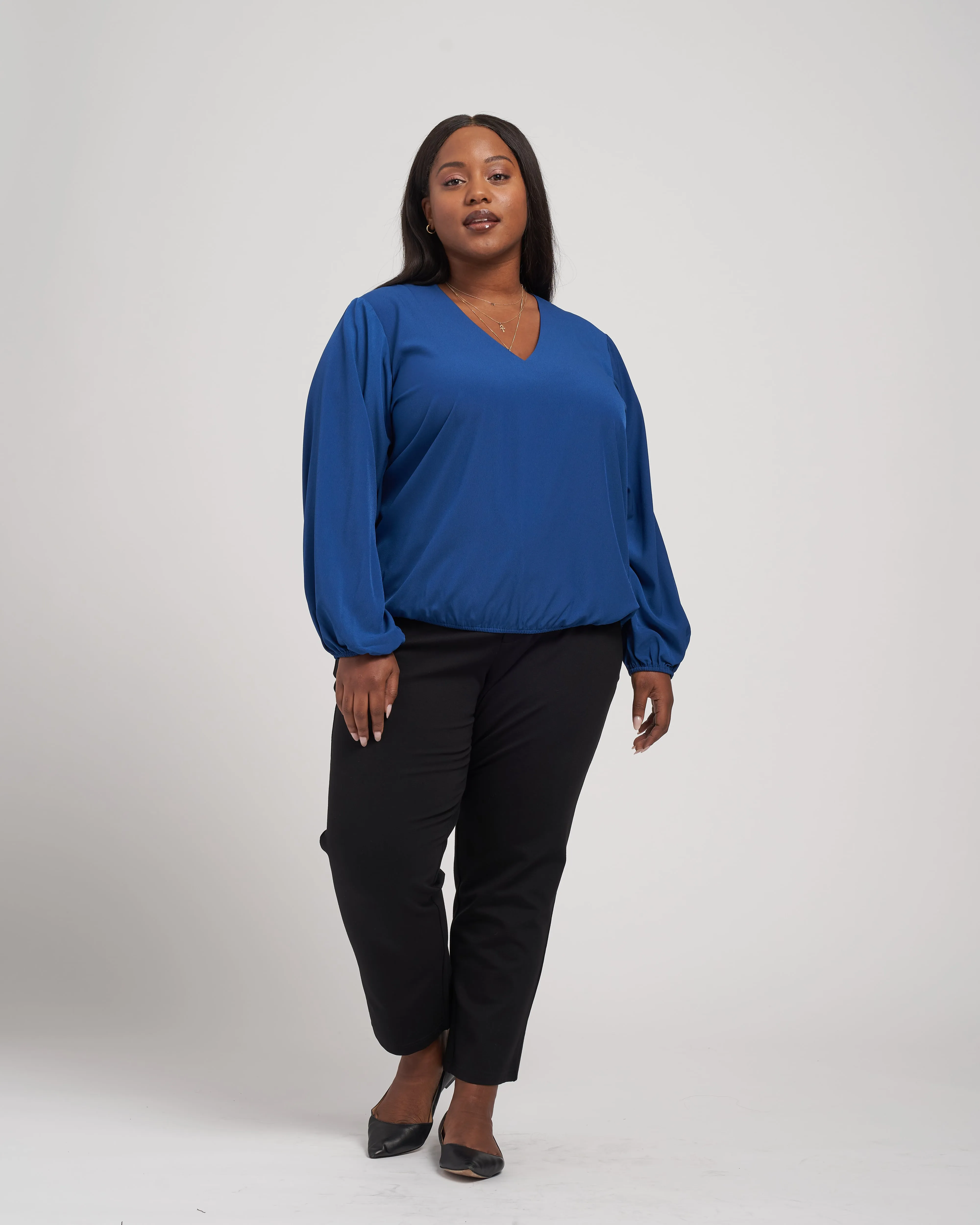 Occasion Stretch Crepe Blouson Top - True Blue sold by Universal Standard product image thumbnail 3