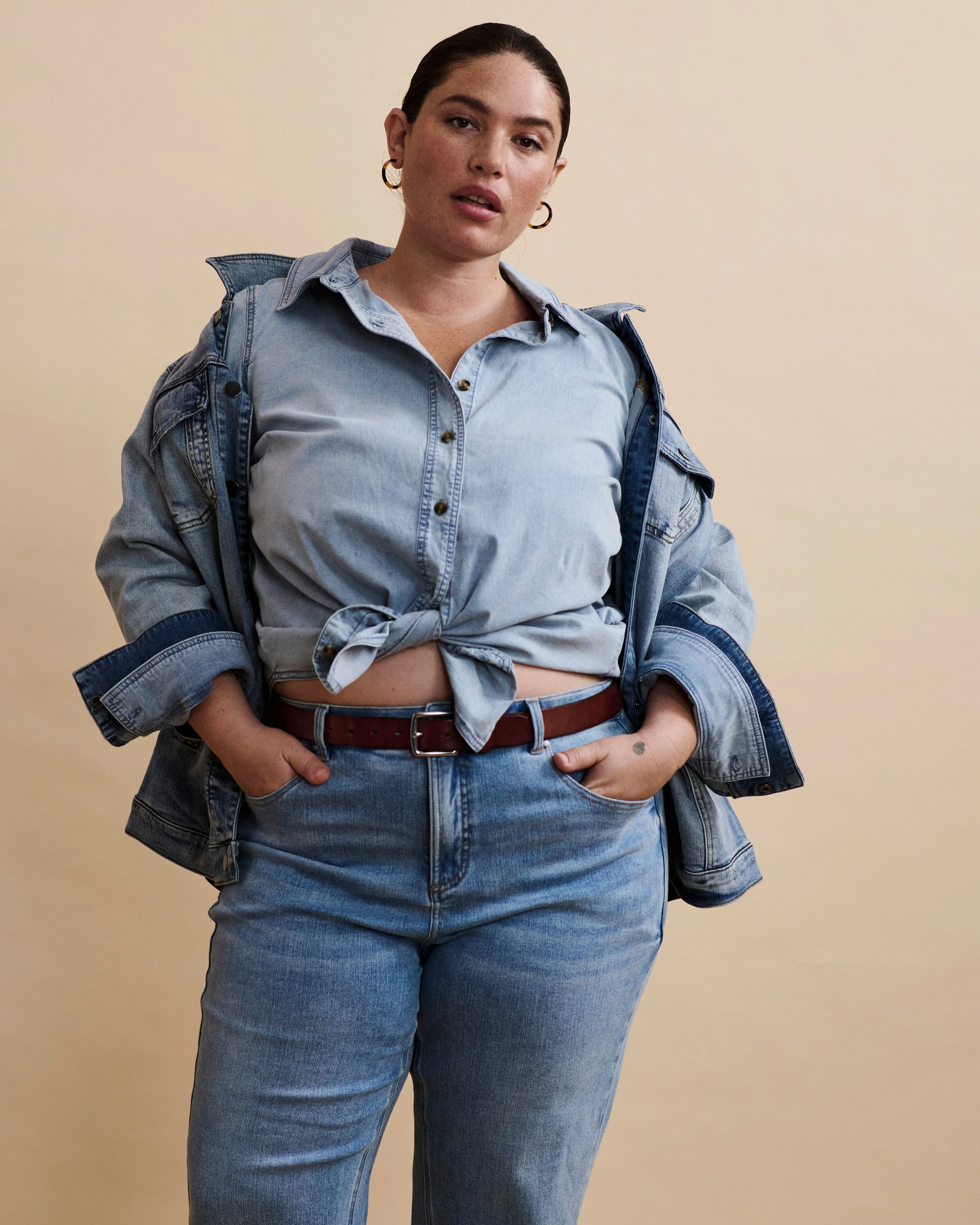 Minimalist Stretch Cotton Chambray Shirt - Heritage Blue sold by Universal Standard
