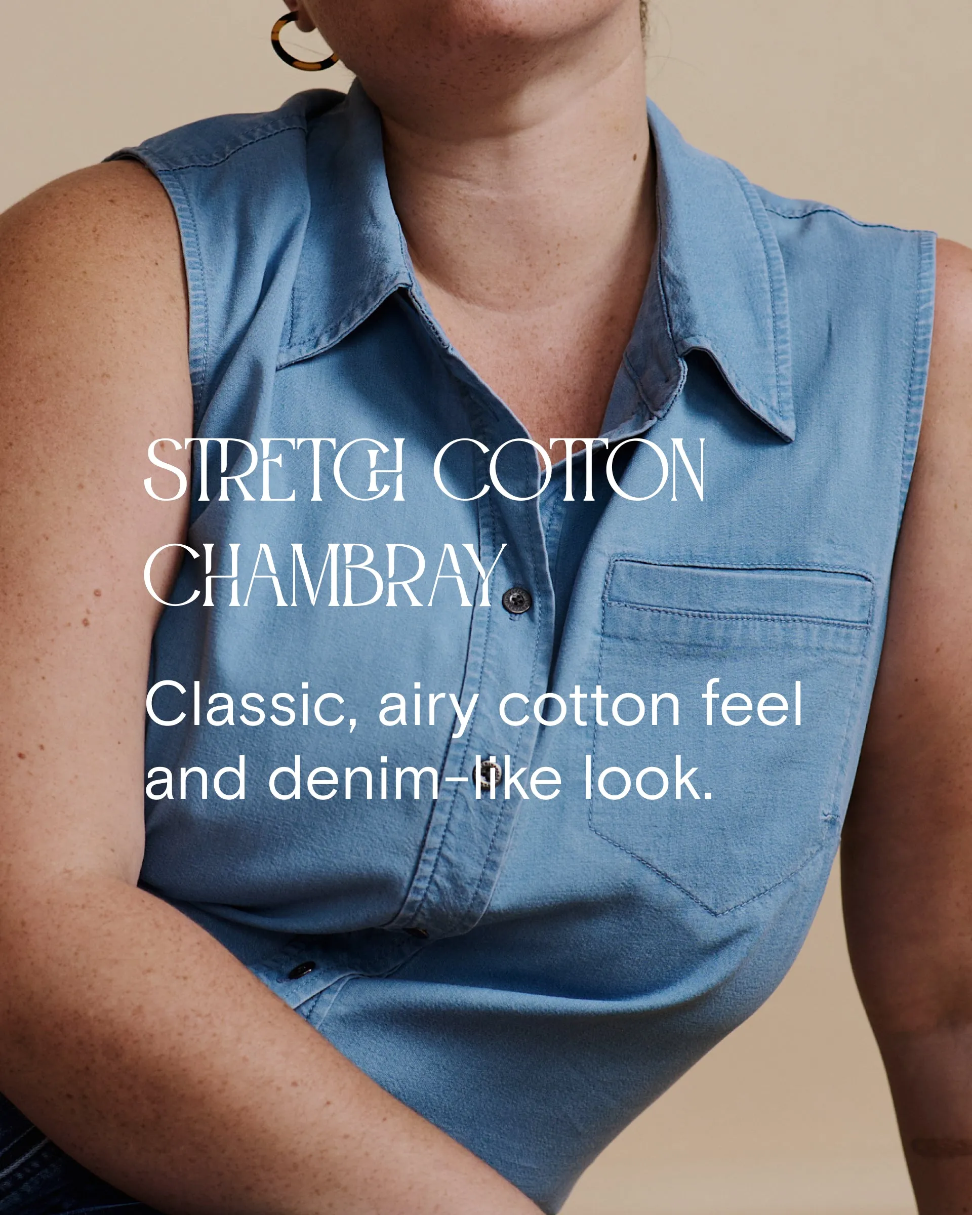 Minimalist Stretch Cotton Chambray Shirt - Heritage Blue sold by Universal Standard product image thumbnail 3