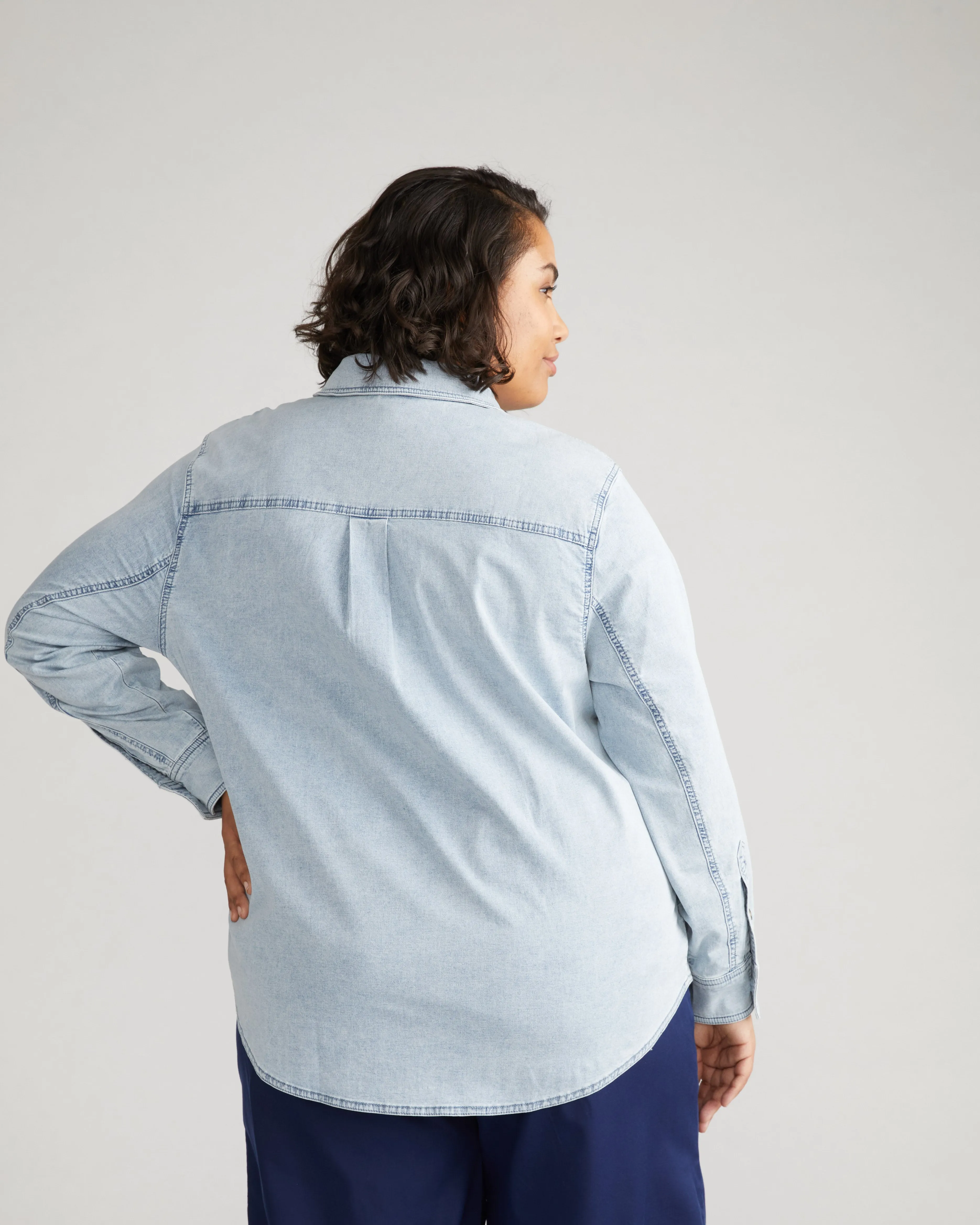 Minimalist Stretch Cotton Chambray Shirt - Heritage Blue sold by Universal Standard product image thumbnail 5