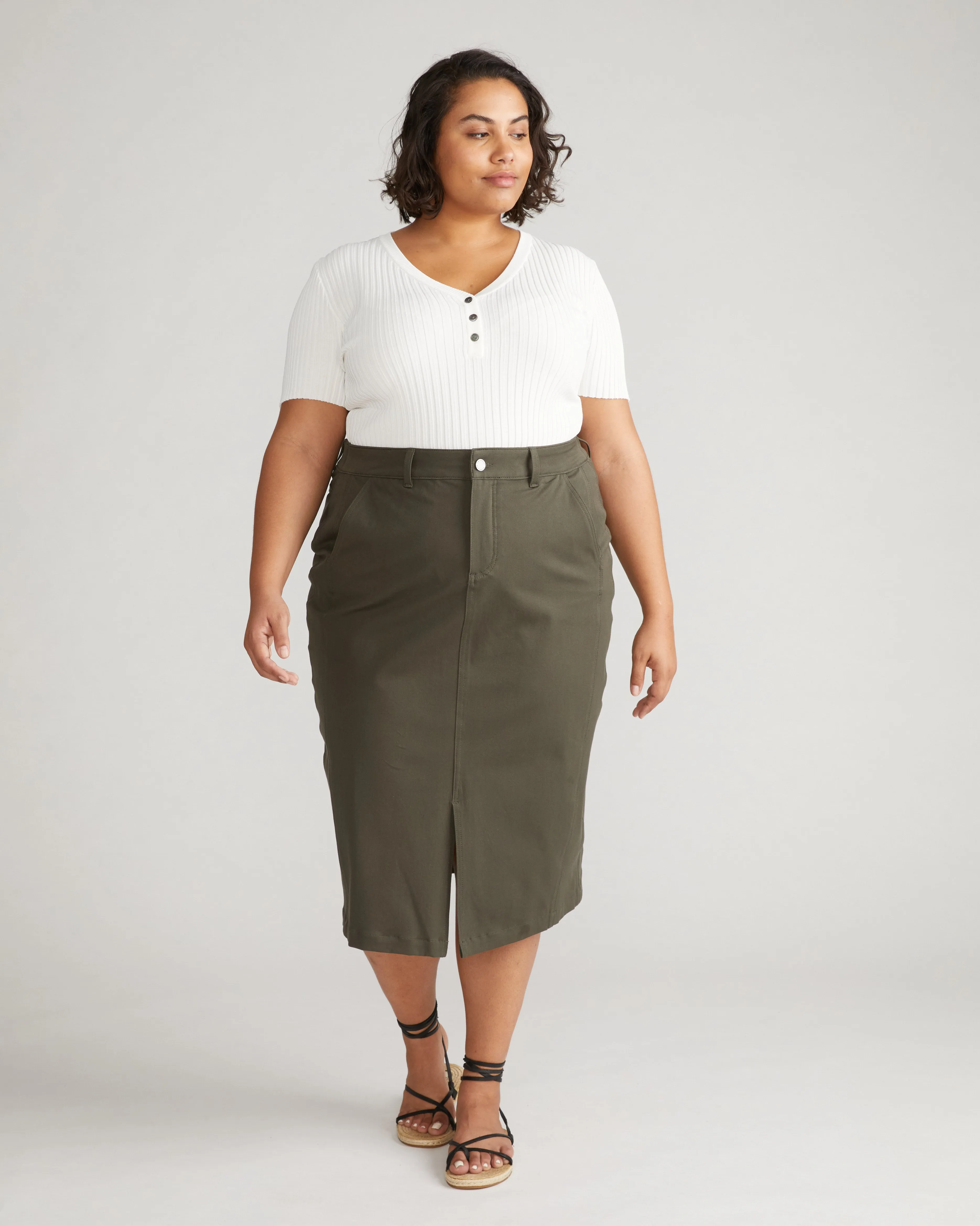 Stretch Twill Sahara Skirt - Nori sold by Universal Standard