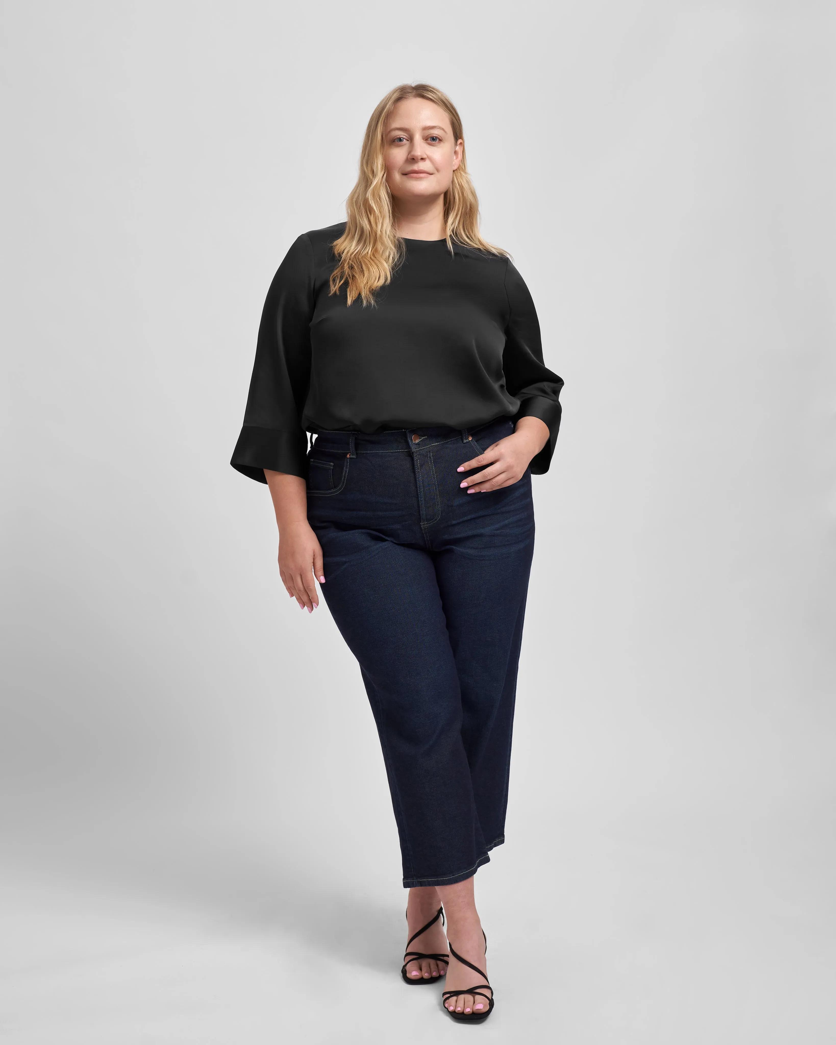 Louise Long Sleeve Satin Blouse - Black sold by Universal Standard product image thumbnail 3