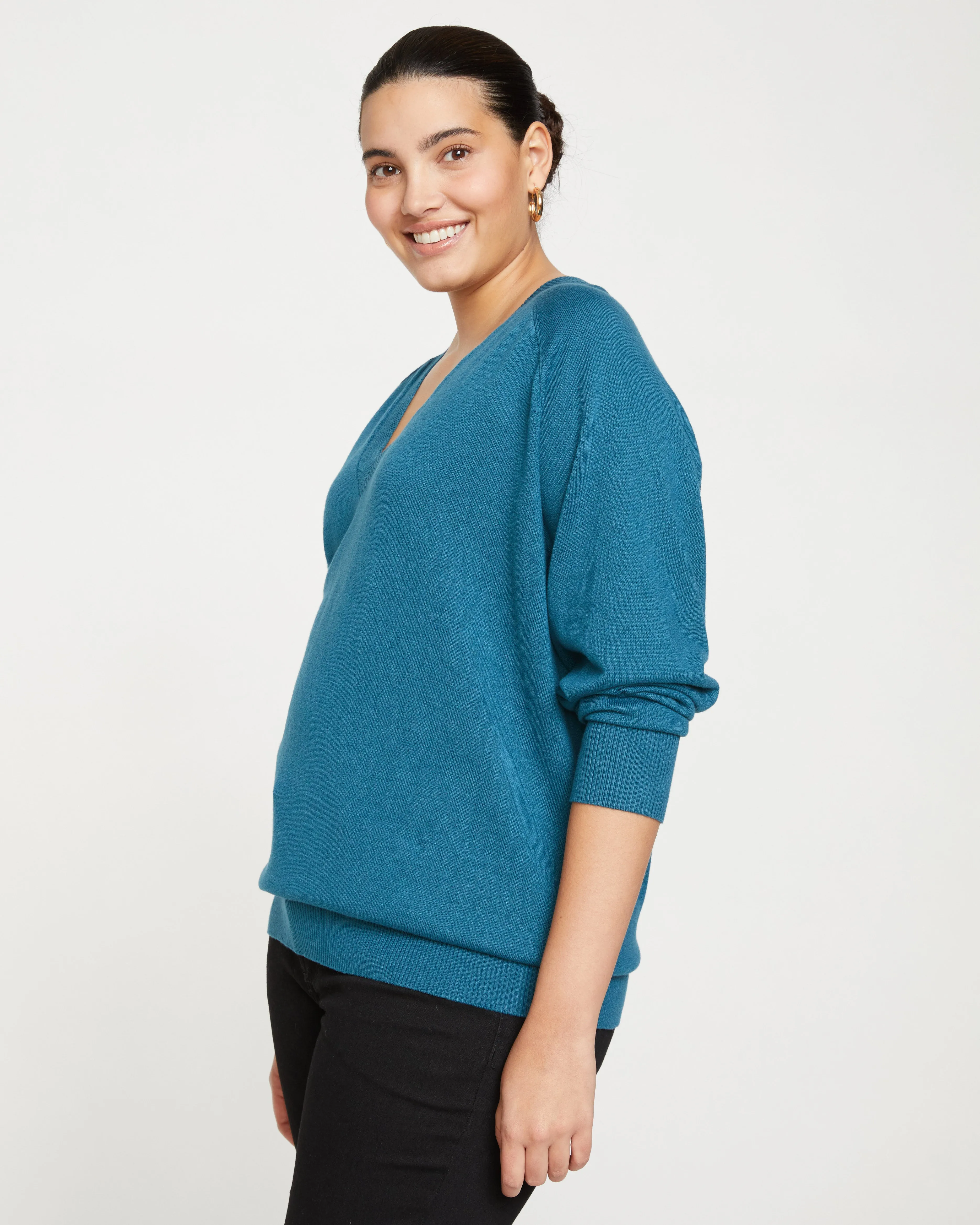 Eco Relaxed Core V Neck Sweater - Midnight Rain sold by Universal Standard product image thumbnail 3