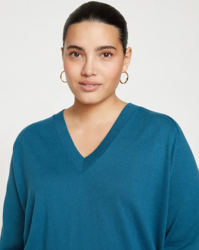Eco Relaxed Core V Neck Sweater - Midnight Rain sold by Universal Standard