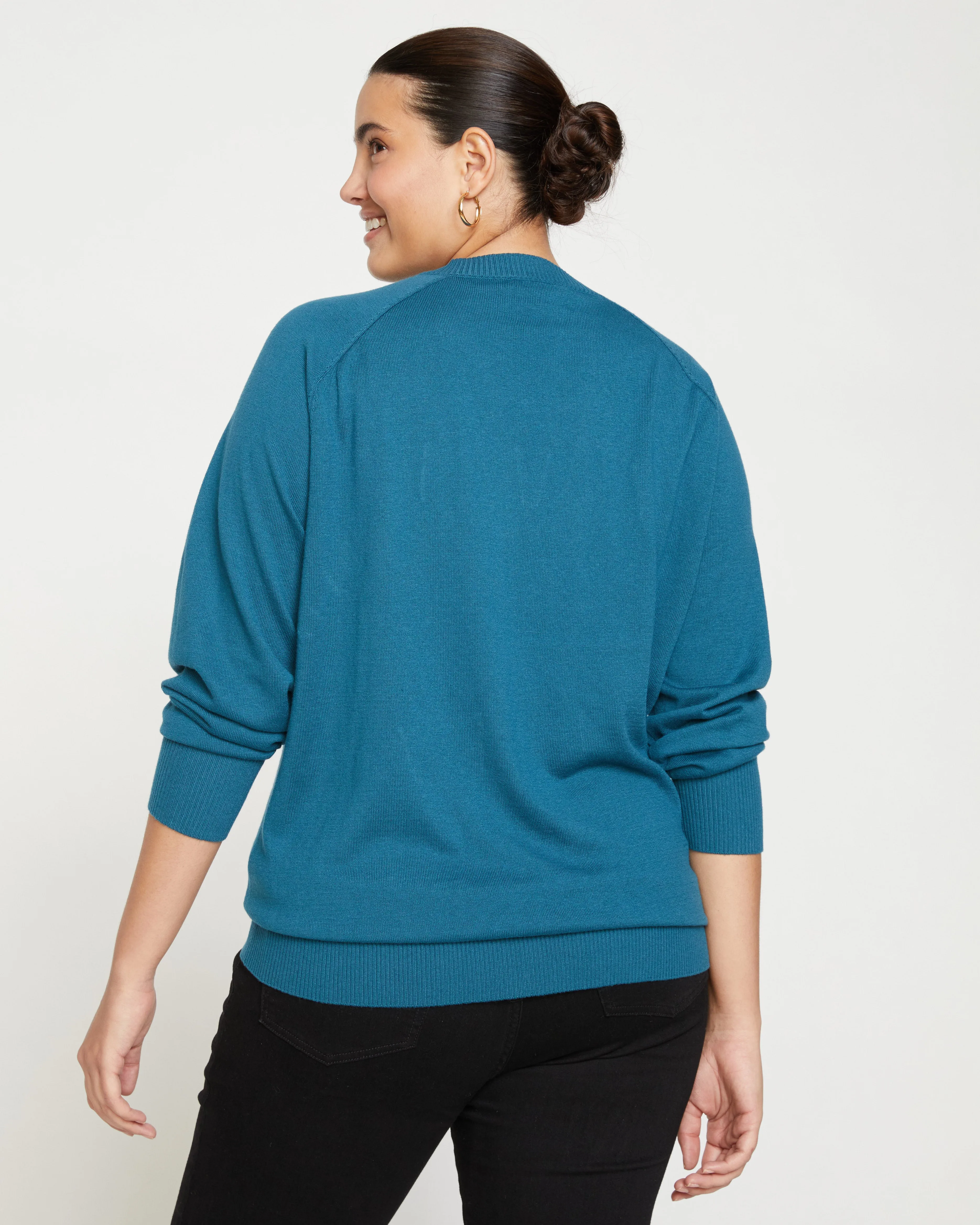Eco Relaxed Core V Neck Sweater - Midnight Rain sold by Universal Standard product image thumbnail 4