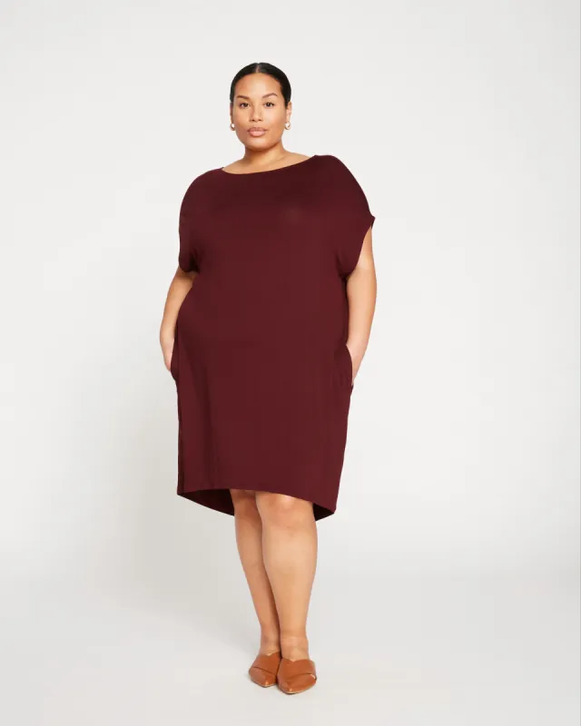 Helen Liquid Jersey Shift Dress - Black Cherry sold by Universal Standard